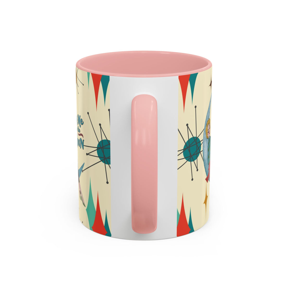 Mid Century Modern Retro Christmas Mug, 'Fly Me to the Moon' Accent Coffee Mug - Vintage Vibe for Coffee Lovers - Mid Century Modern Gal
