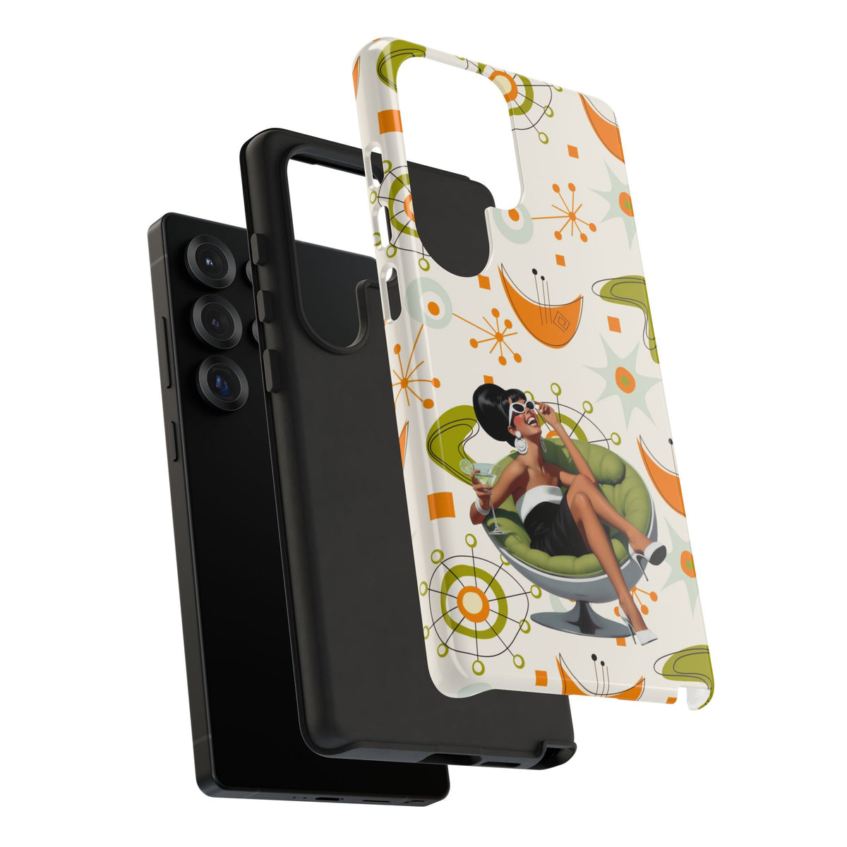 Mid Century Modern Atomic Starburst Mid Mod 60s Gal Retro Chic Tough Phone Case with Vintage Glamour Design