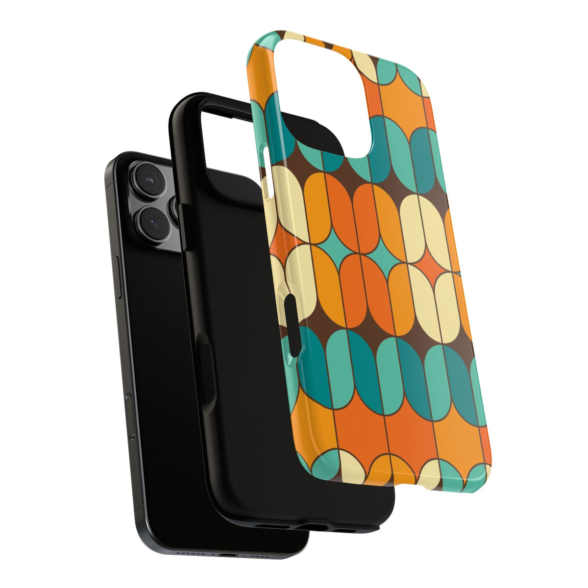 Mid Century Modern Orange, Teal Geometric Mod Designed Tough Phone Case