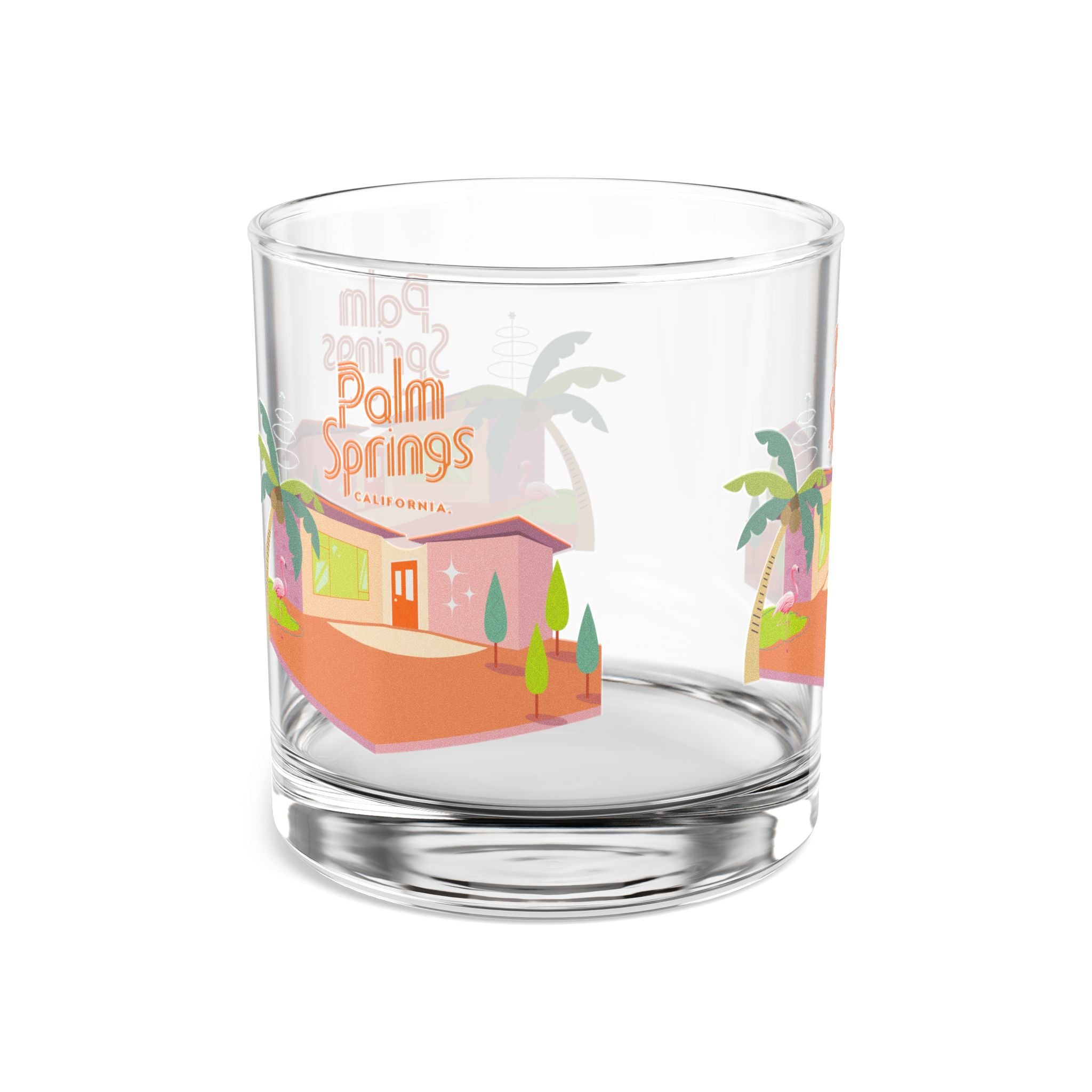 Palm Springs California Bourbon Lover Glass, Mid Mod Style - Mid Century Modern Gal