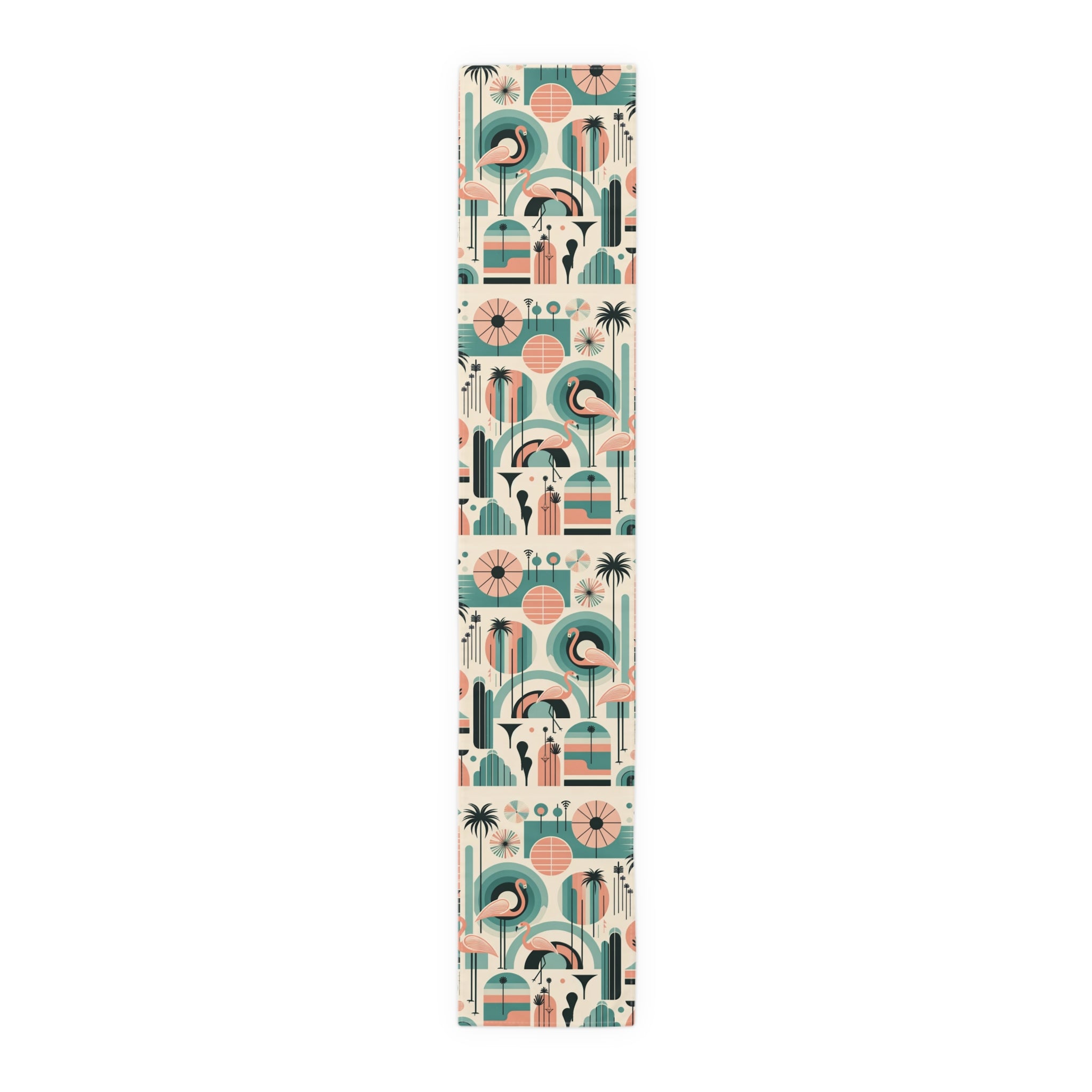 Palm Springs California Flamingo Mid Century Modern Pink, Aqua, MCM Table Runner - Mid Century Modern Gal