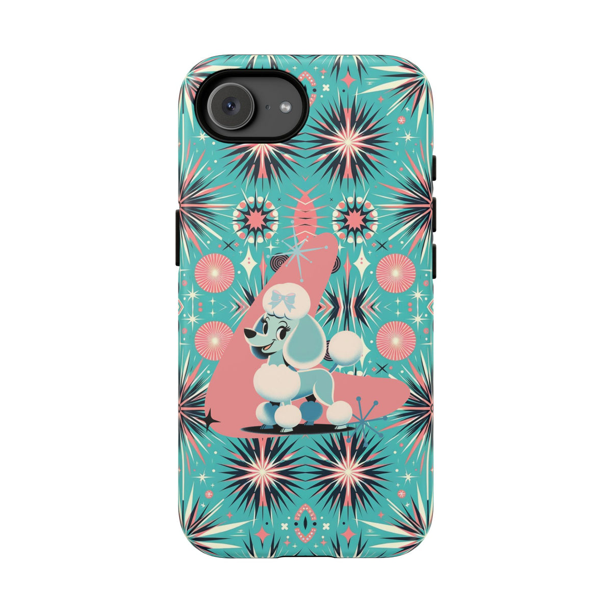 1950s Mid Century Modern Atomic Pink, Poodle Retro Smart Phone Tough Cases