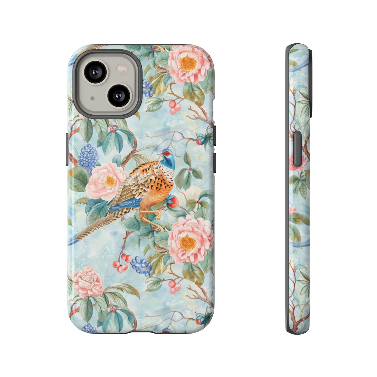 Chinoiserie Designed Floral Pheasant Phone Case with Bird Design - Mid Century Modern Gal