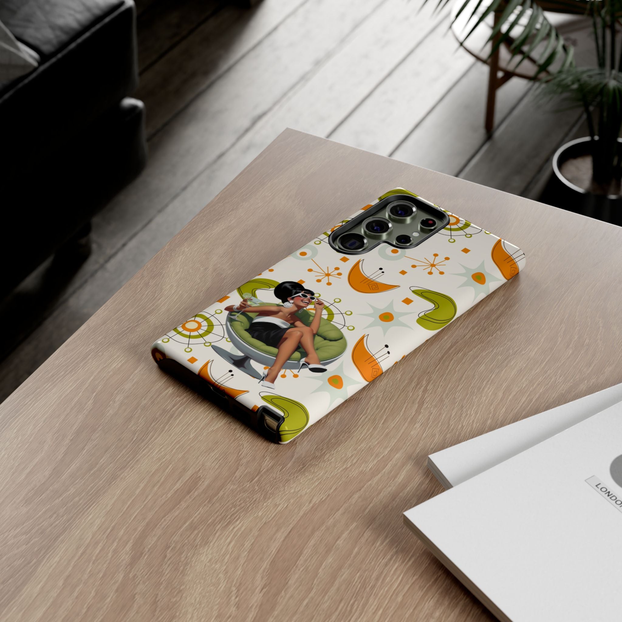 Mid Century Modern Atomic Starburst Mid Mod 60s Gal Retro Chic Tough Phone Case with Vintage Glamour Design