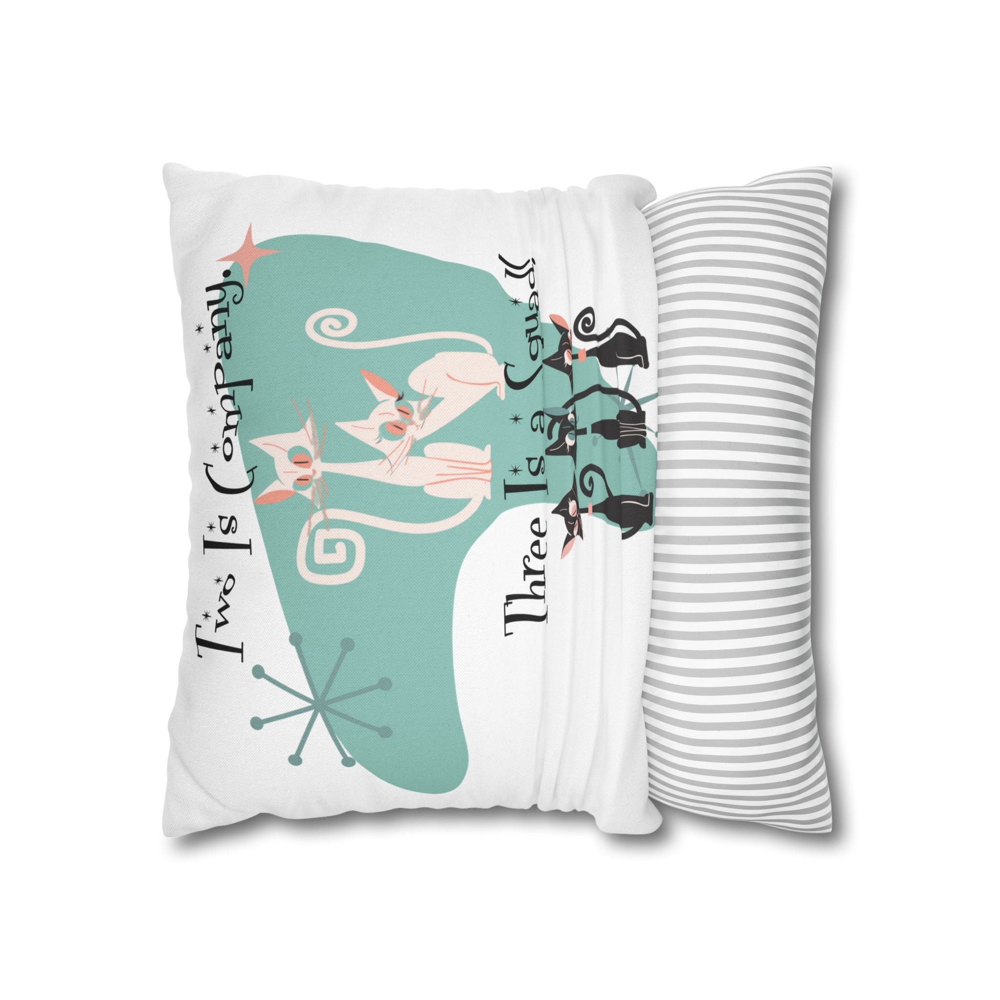 Atomic Kitschy Cats, Mid Mod Boomerang Family Co-worker Bestie Gifts Pillow Cover - Mid Century Modern Gal