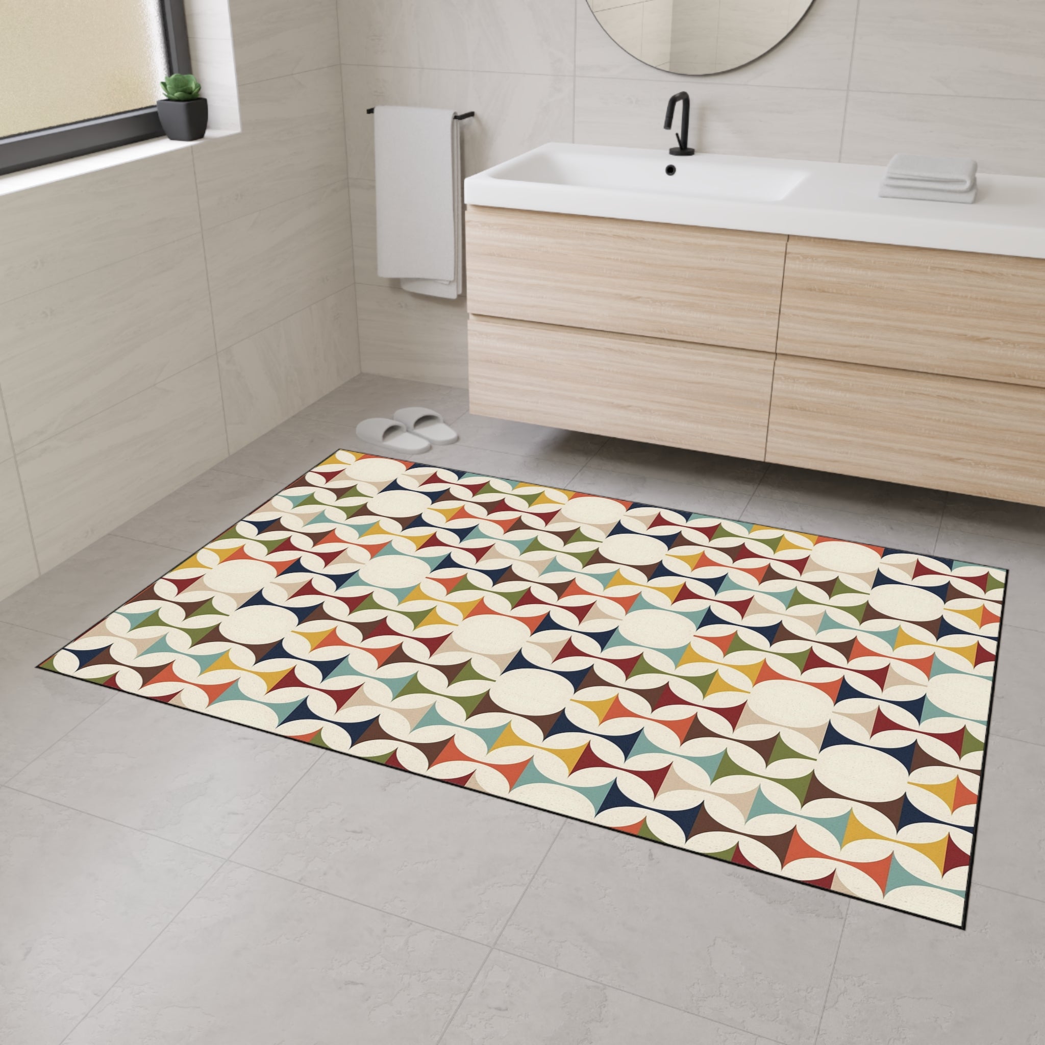 Mid Century Modern Scandinavian Designed Kitchen, Bath Heavy Duty Floor Mat - Mid Century Modern Gal