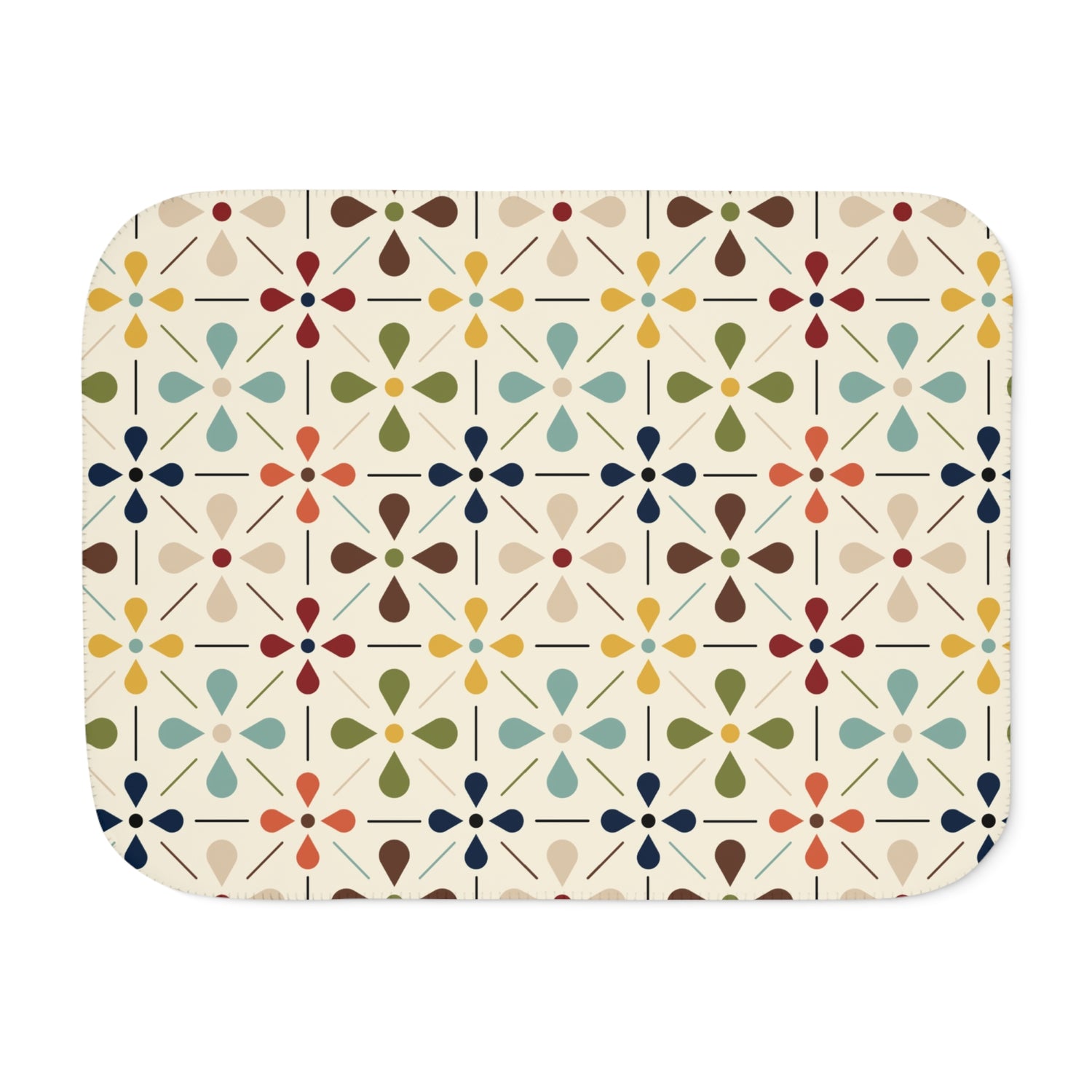 Mid Century Modern Blanket, Scandinavian Flower Design - Mid Century Modern Gal