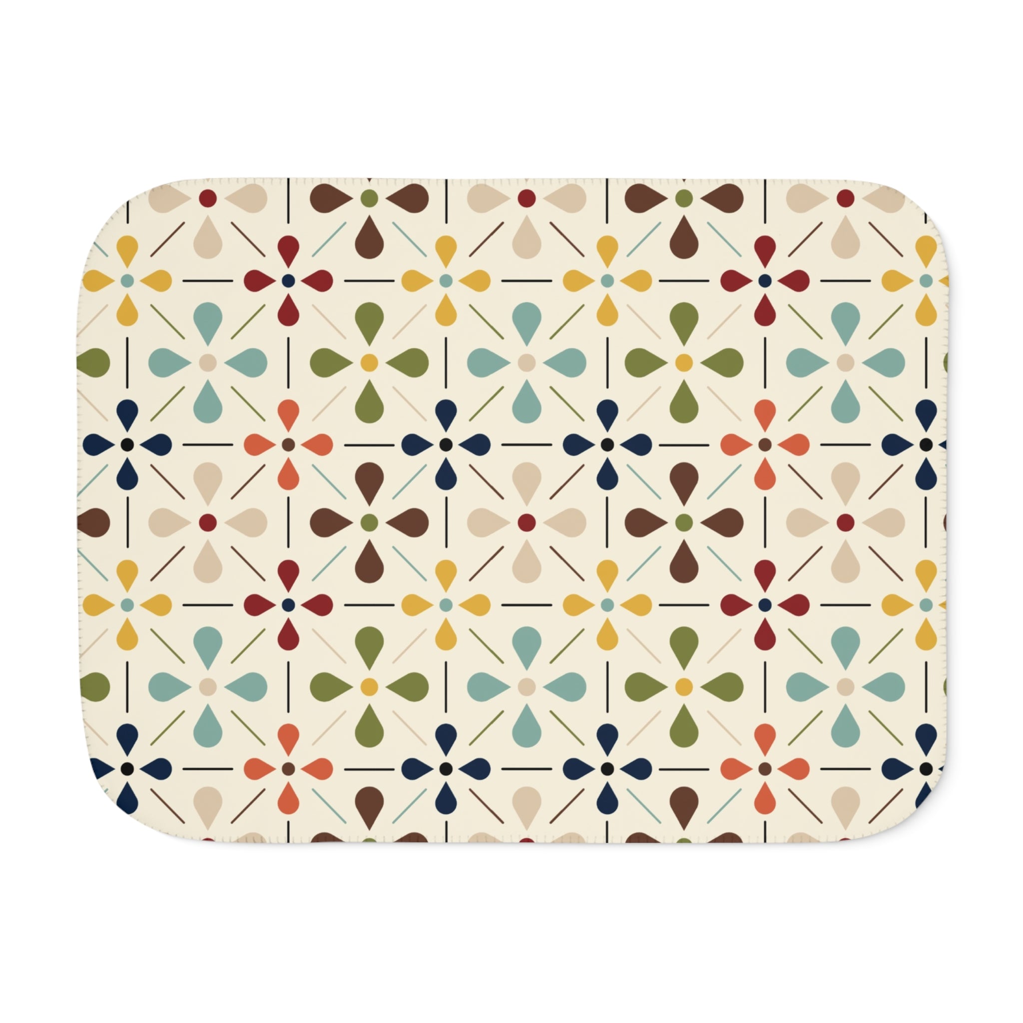 Mid Century Modern Blanket, Scandinavian Flower Design - Mid Century Modern Gal