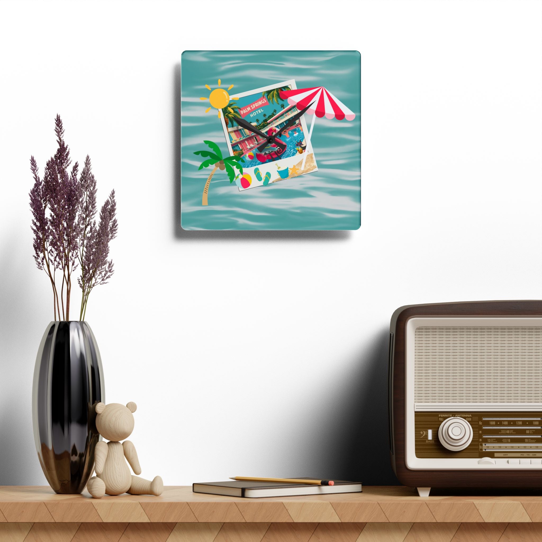 Vintage Palm Springs Kitschy Flamingo Atomic Cat Mid Century Modern Wall Clock - Mid Century Modern Gal