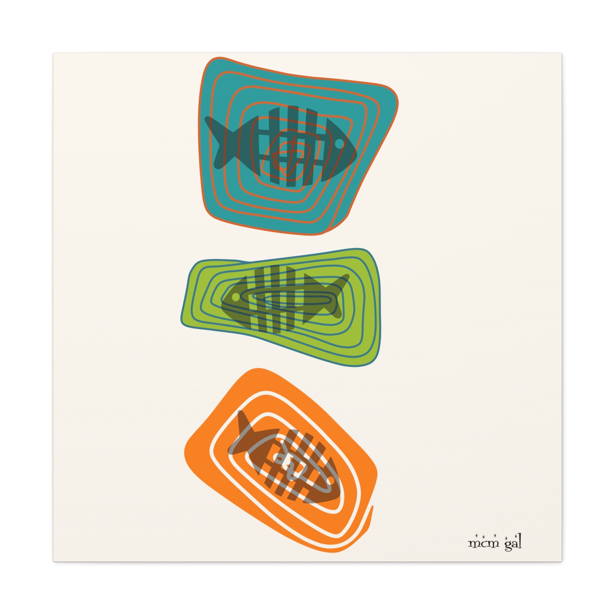 Mid Century Modern Fish Art, Colorful Abstract Fish Wall Art Canvas - Modern Home Decor - Mid Century Modern Gal