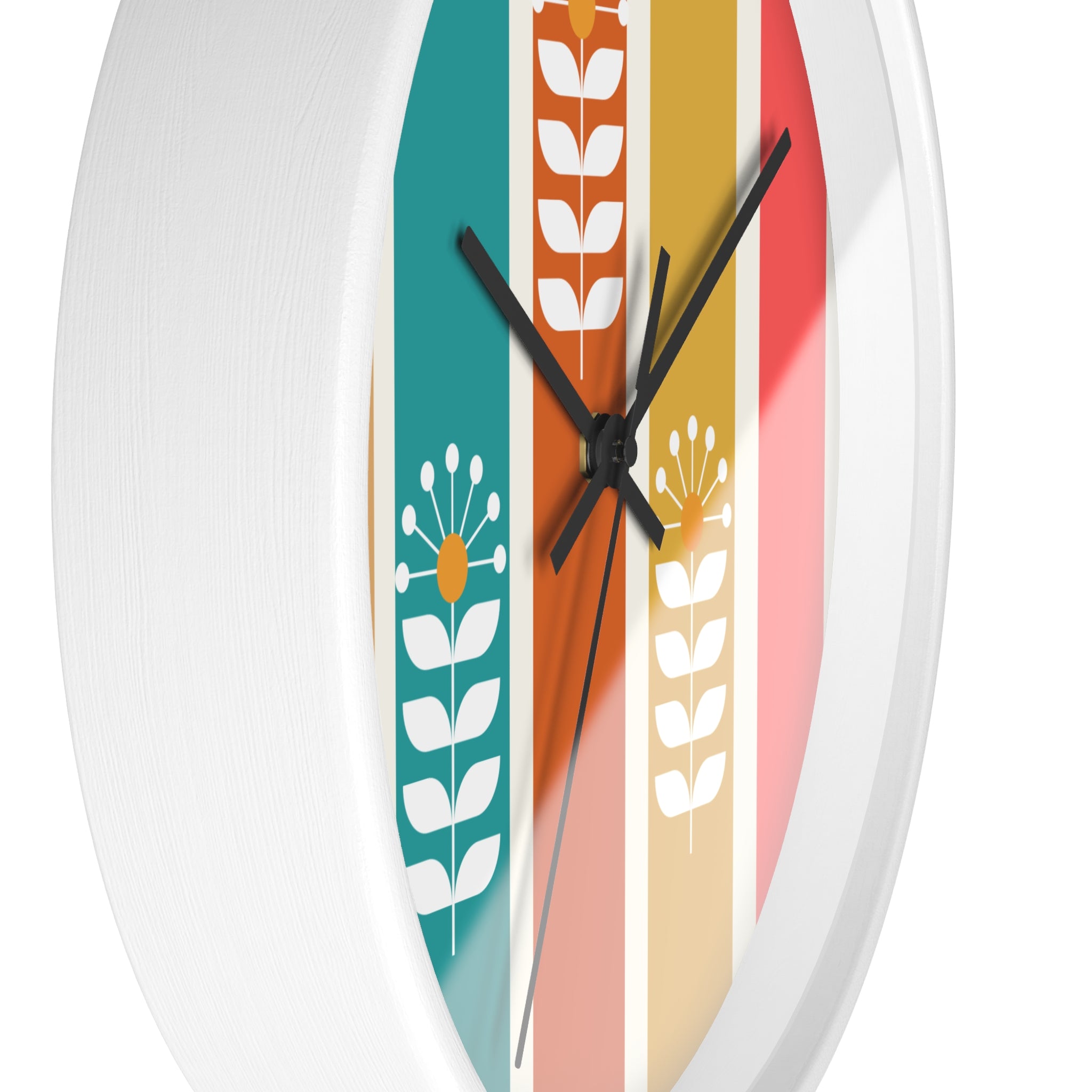 Retro Scandinavian Floral Wall Clock - Mid-Century Modern Design Perfect for Home Decor - Mid Century Modern Gal