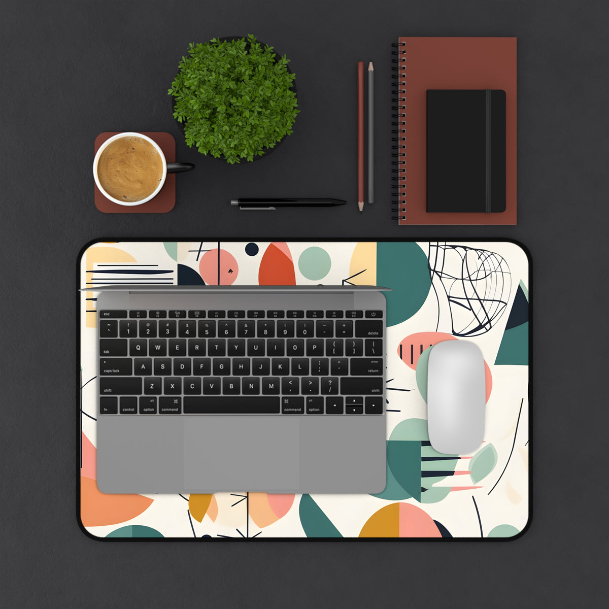 Mid Century Modern Abstract Floral, Minimalist Mod Desk Mat - Mid Century Modern Gal