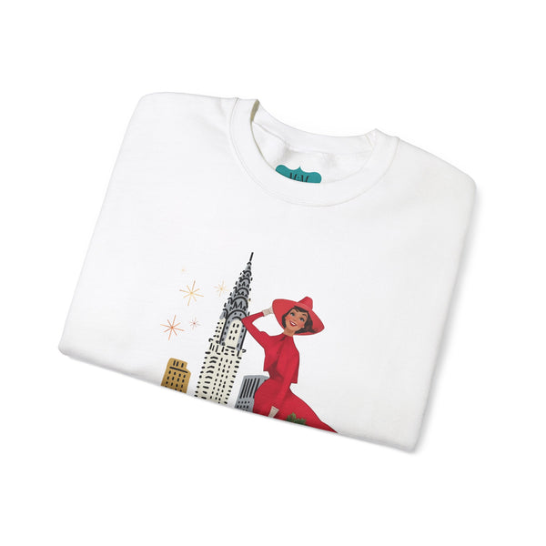Mid Century Modern Christmas Kitsch Vintage New York City Graphic Crewneck Sweatshirt