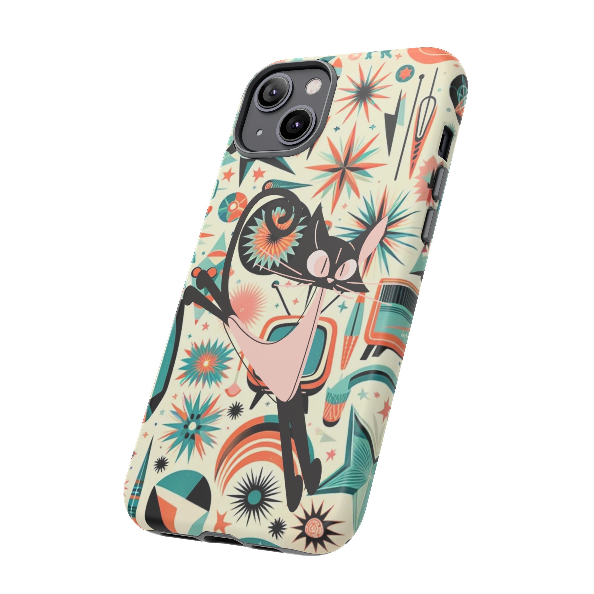 Atomic Kitty Boomerang Space Kitty Mid Century Modern Samsung, Smart Phone, Tough Cases - Mid Century Modern Gal