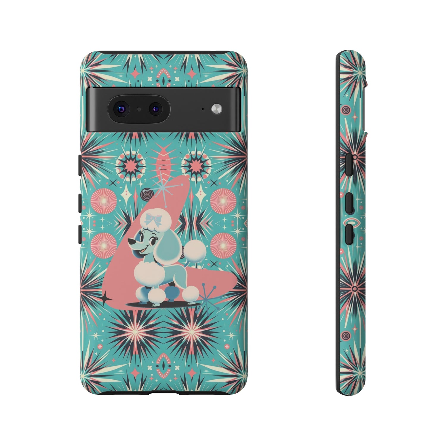 1950s Mid Century Modern Atomic Pink, Poodle Retro Smart Phone Tough Cases