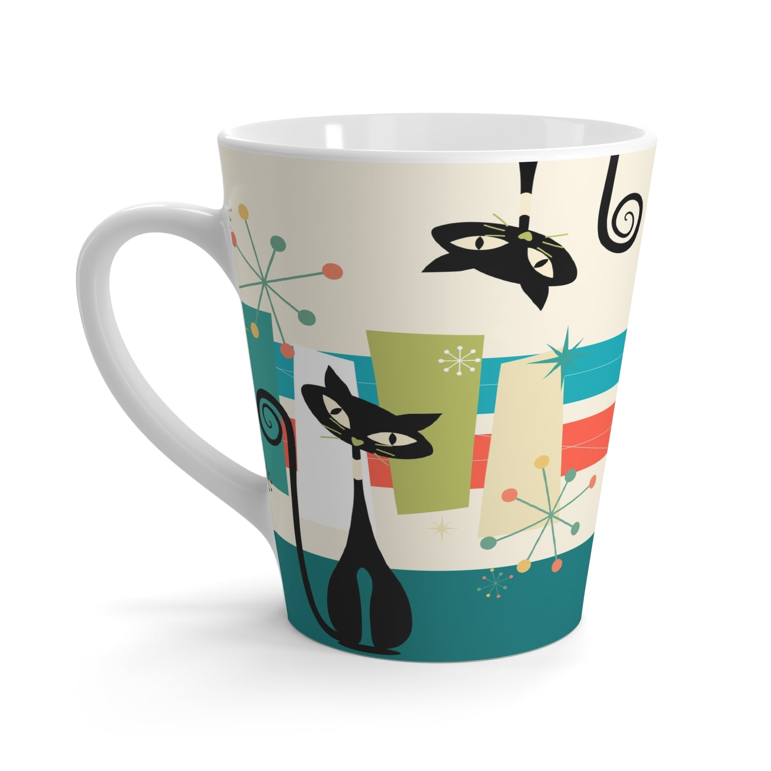Atomic Cats, Quirky Kitschy Mid Century Modern, Coffee, Tea Latte Mug - Mid Century Modern Gal