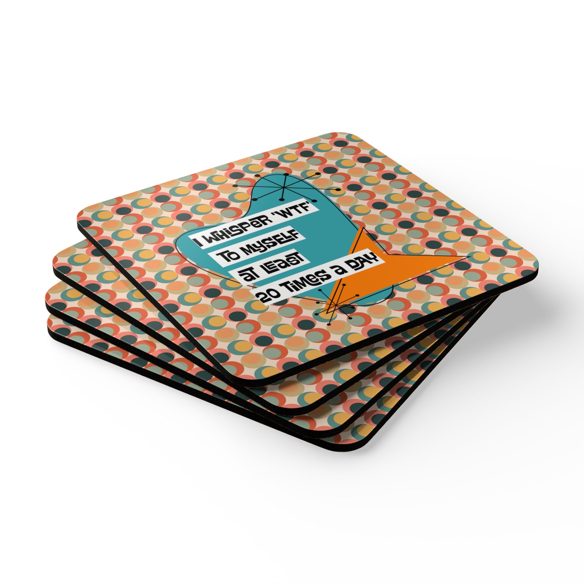 Mid Century Modern Funny Kitchen Tabletop Bar Corkwood Coaster Set - Mid Century Modern Gal