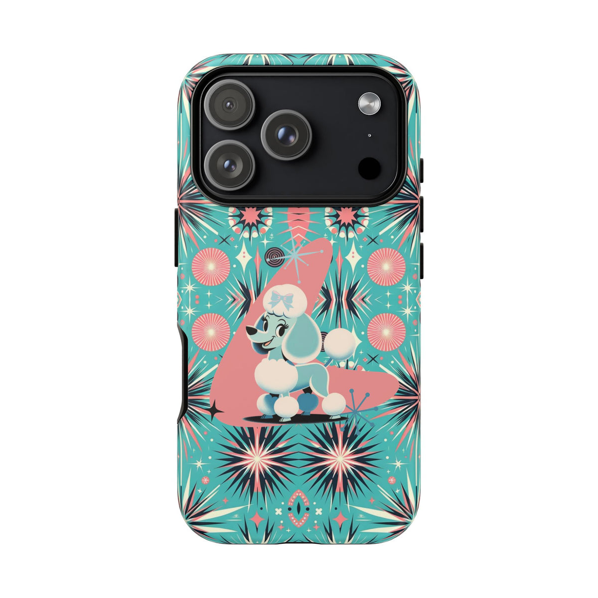 1950s Mid Century Modern Atomic Pink, Poodle Retro Smart Phone Tough Cases