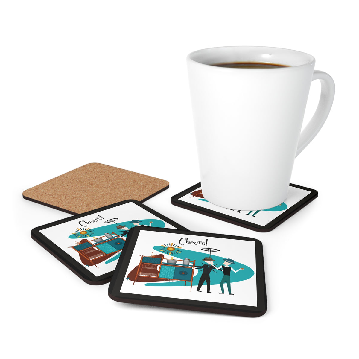 Mid Century Modern Gay Male Couple Cocktail Coaster Set - Mid Century Modern Gal