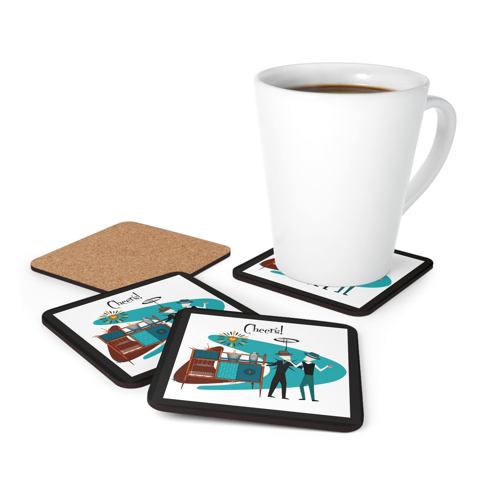 Mid Century Modern Gay Male Couple Cocktail Coaster Set - Mid Century Modern Gal