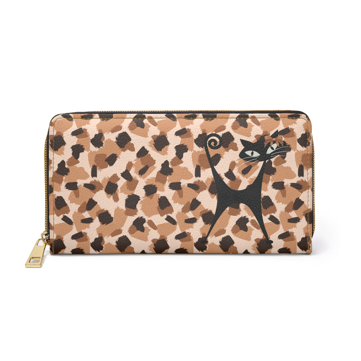 Mid Century Modern Animal Print, Jungle Print Atomic Cat Kitschy Fun Zipper Wallet - Mid Century Modern Gal