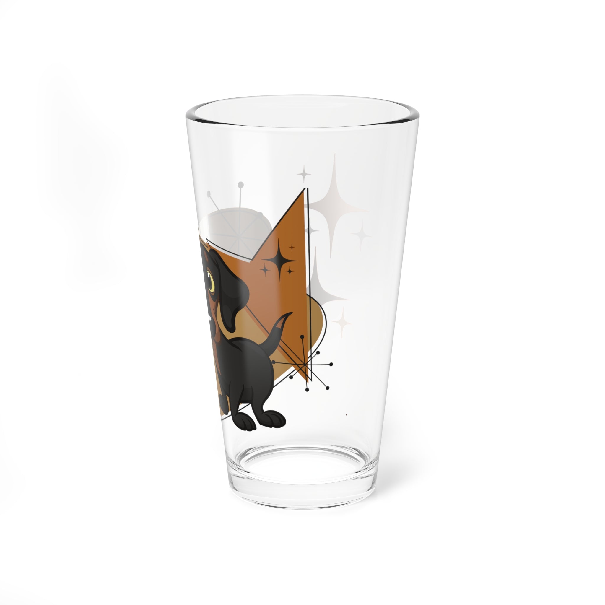 Mid Century Modern Barware, Doxie Dog, Weiner Dog, Hot Dog,Dachshund Dog Breed Lover Atomic Glassware - Mid Century Modern Gal