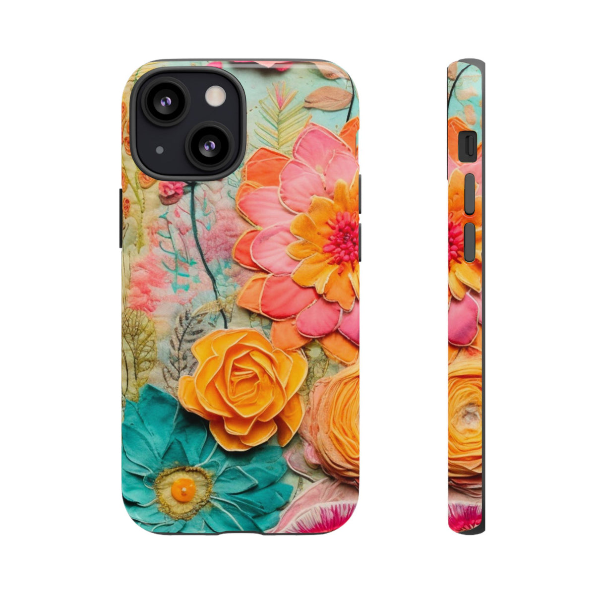 Boho Retro Floral Faux Pressed Flowers Smart Phone Tough Phone Cases