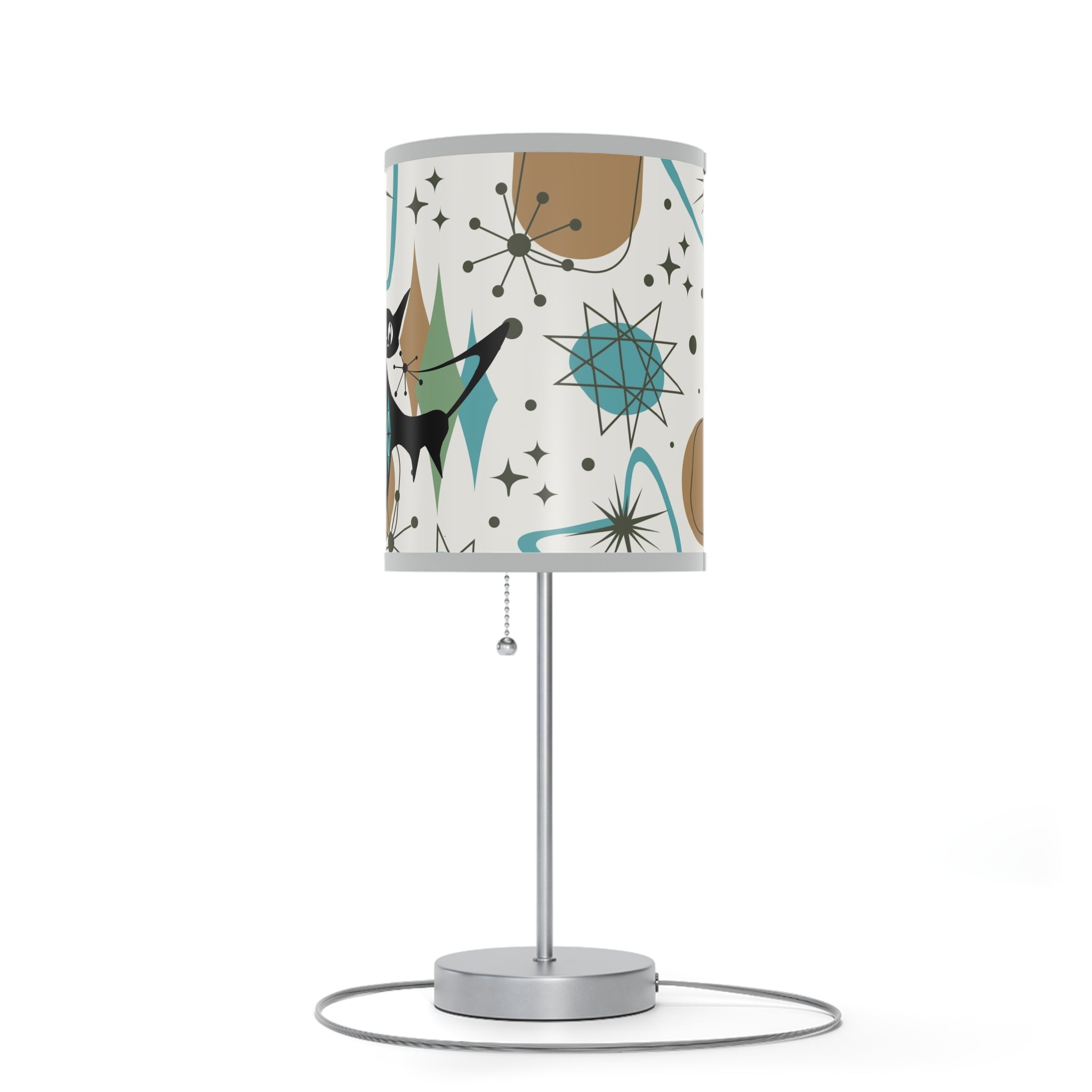 Mid Century Modern Table Lamp, Atomic Kitschy Cats, Starbursts Boomerang Themed Table Lamp - Mid Century Modern Gal