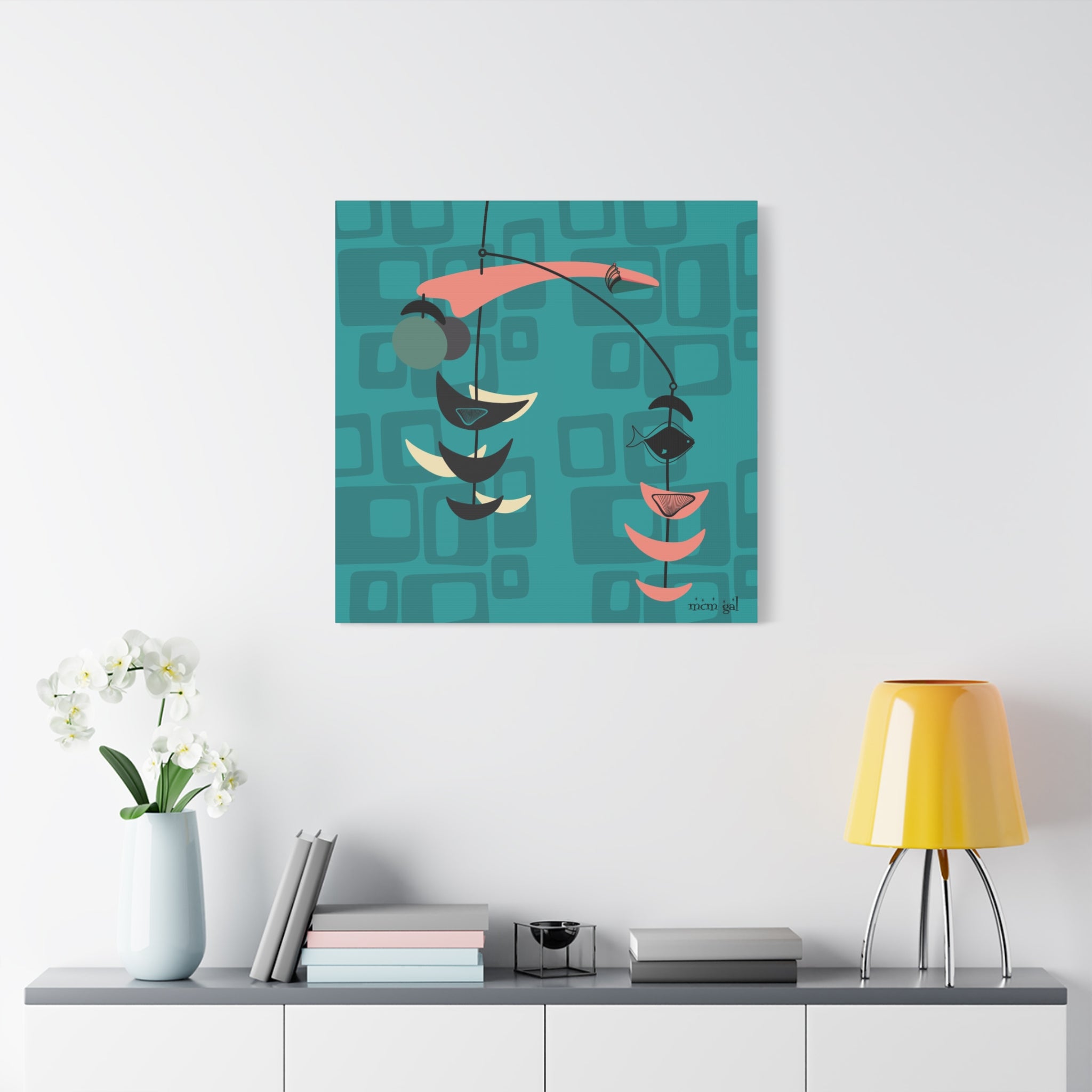 Mid Century Modern Fish Art Modern Abstract Wall Art Canvas - Stylish Home Decor for Contemporary Spaces - Mid Century Modern Gal