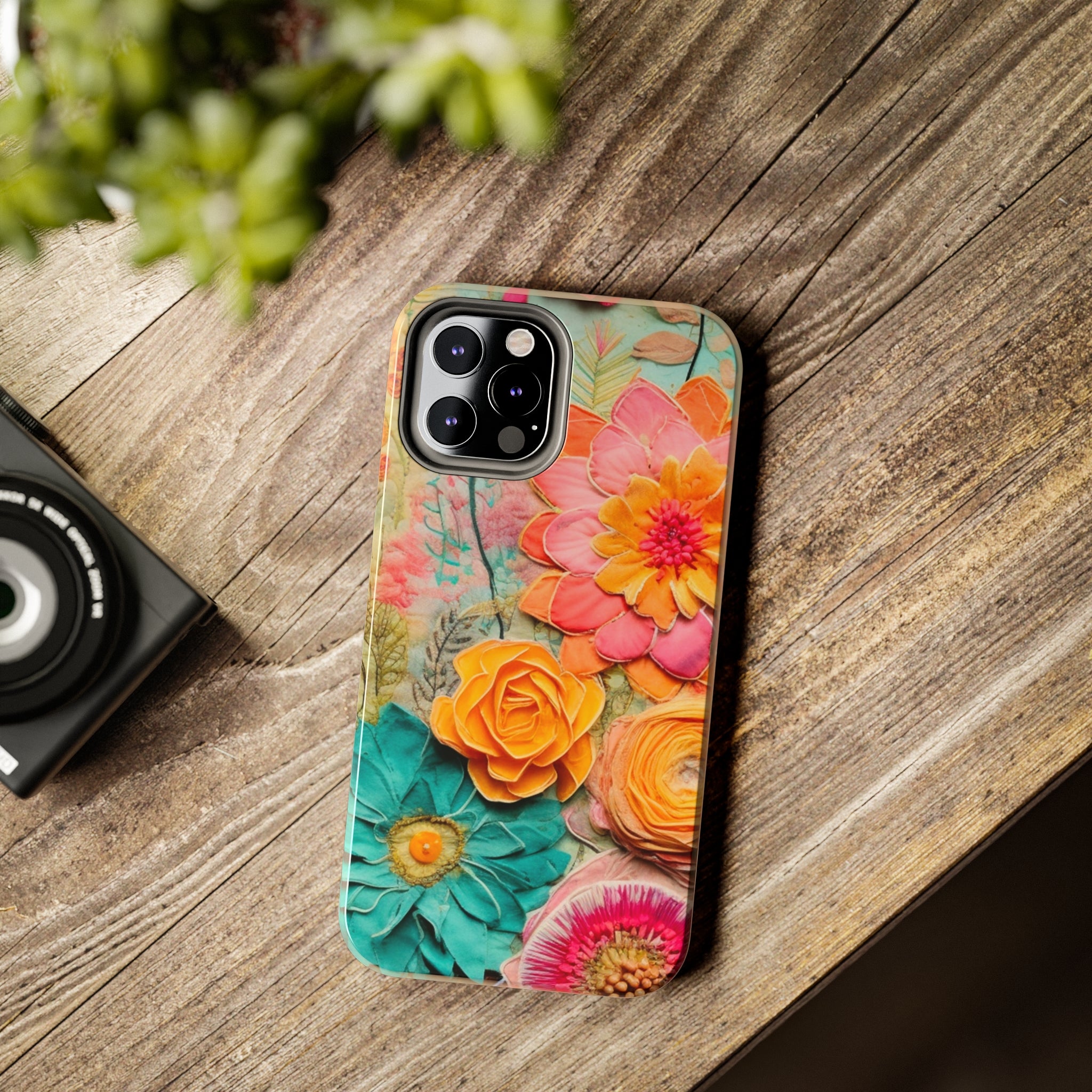Boho Retro Floral Faux Pressed Flowers Smart Phone Tough Phone Cases - Mid Century Modern Gal