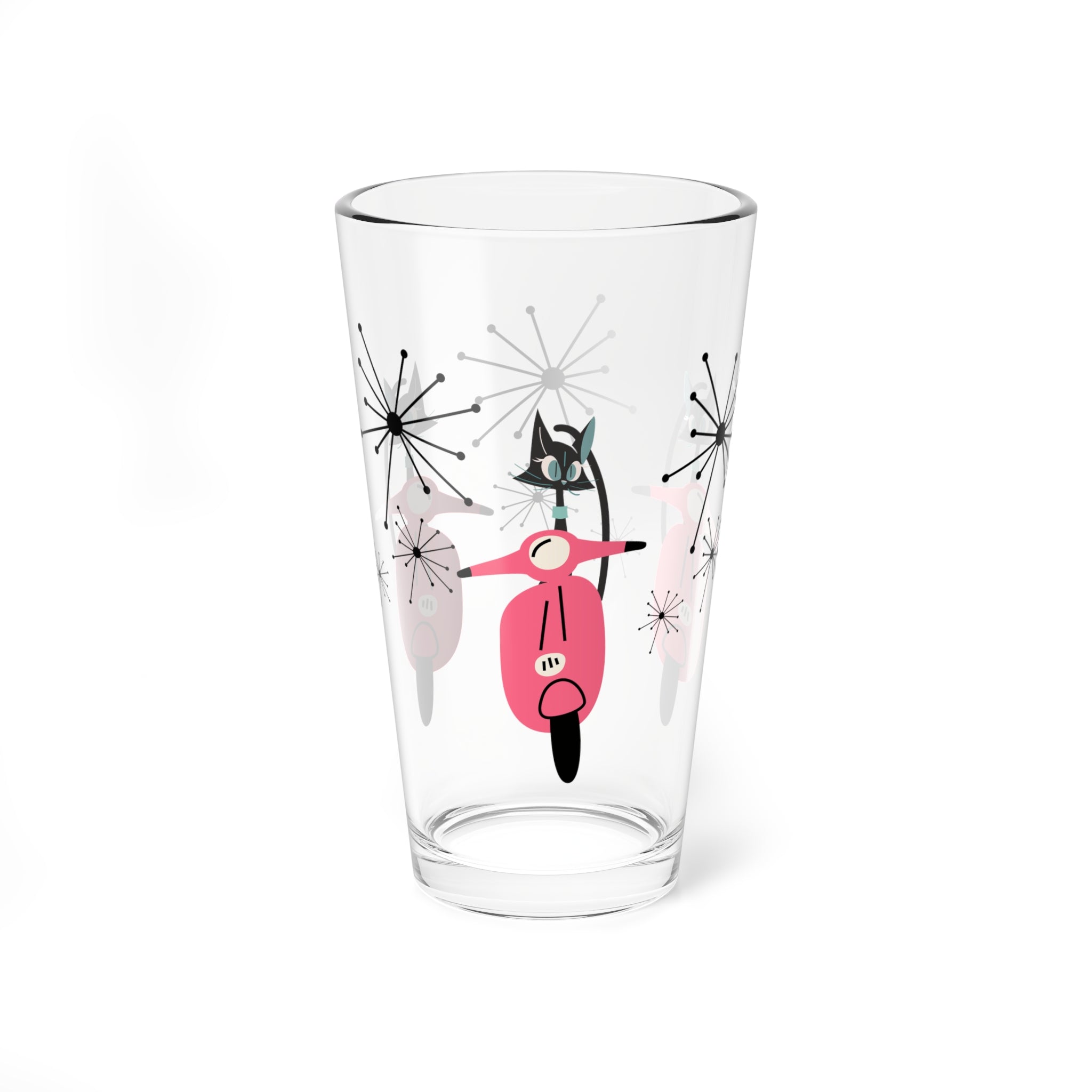 Atomic Cat, Scooter Motor Car Mid Mod 50s Kitschy Drinkware - Mid Century Modern Gal
