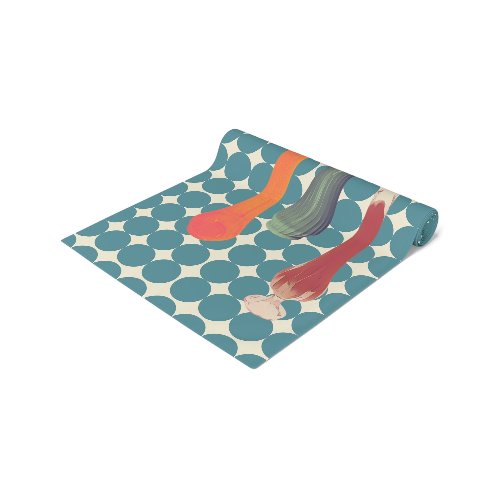 Mid Century Modern Swung Glass Retro Dots, Colorful Patterned Table Runner for Festive Dining - Mid Century Modern Gal