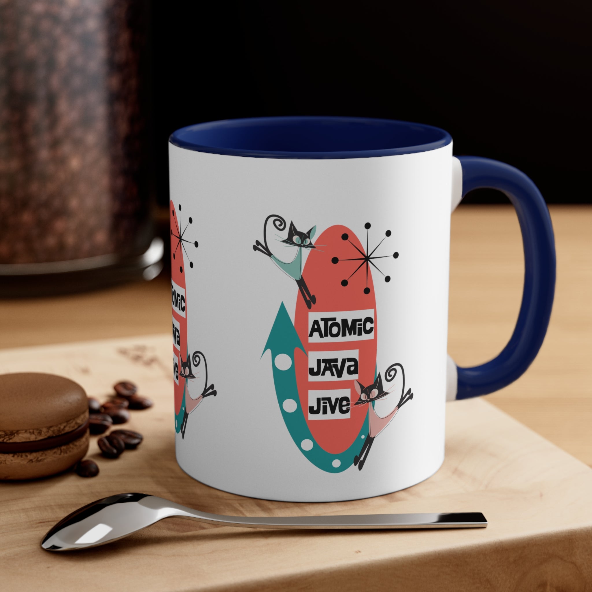 Atomic Cat, Mid Century Modern Coffee Mug For Coffee Lover, Atomic Java Jive, Kitschy Fun Gifts For Co-worker, Mom, Bestie - Mid Century Modern Gal