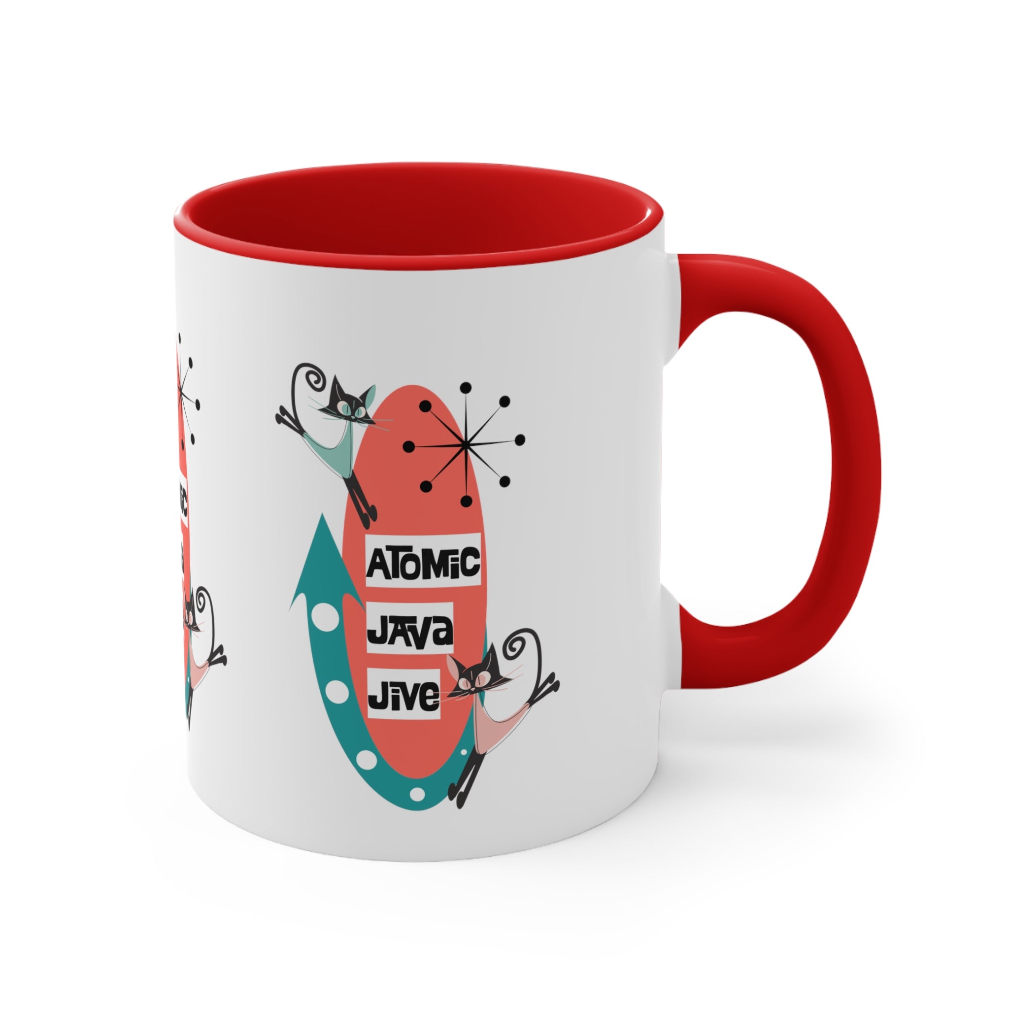 Atomic Cat, Mid Century Modern Coffee Mug For Coffee Lover, Atomic Java Jive, Kitschy Fun Gifts For Co-worker, Mom, Bestie - Mid Century Modern Gal