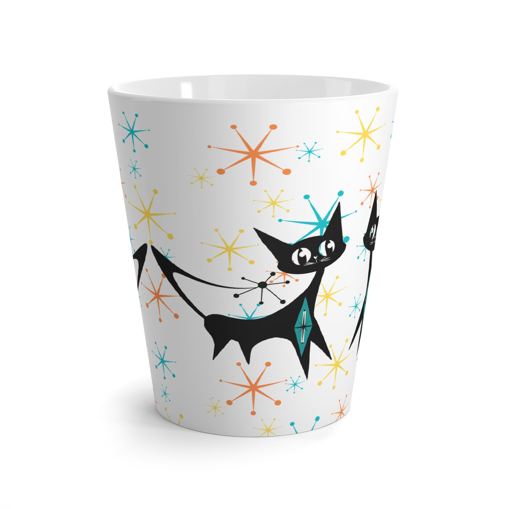 Atomic Cat Starburst Retro Coffee Latte Mug - Mid Century Modern Gal