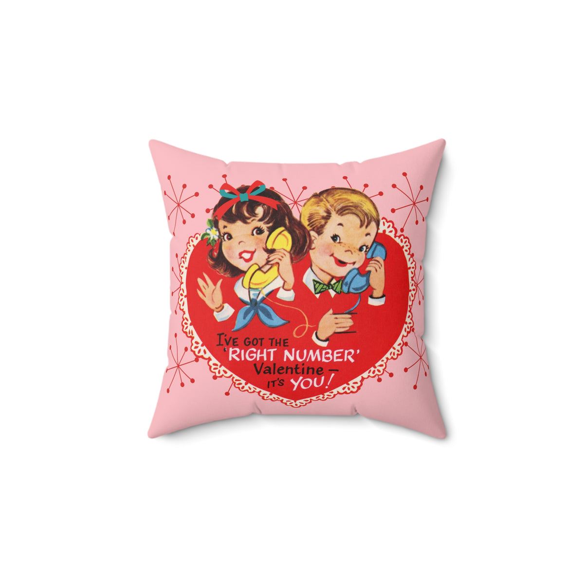 Vintage Valentine’s Day Decorative Pillow - "I've Got the Right Number!" - Mid Century Modern Gal