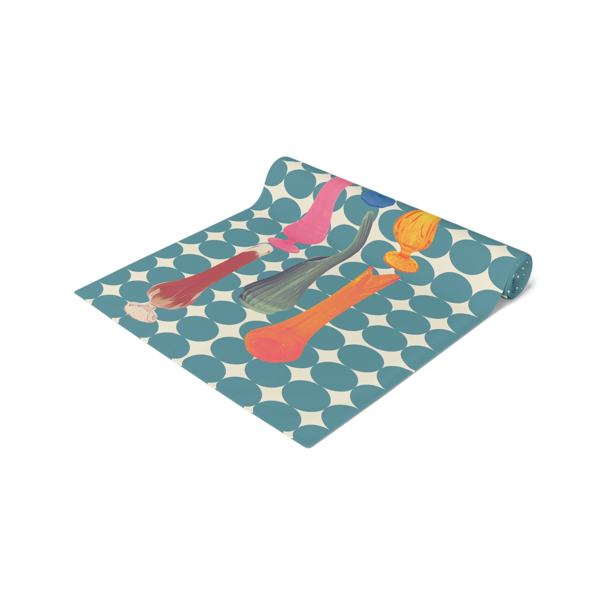 Mid Century Modern Swung Glass Retro Dots, Colorful Patterned Table Runner for Festive Dining - Mid Century Modern Gal