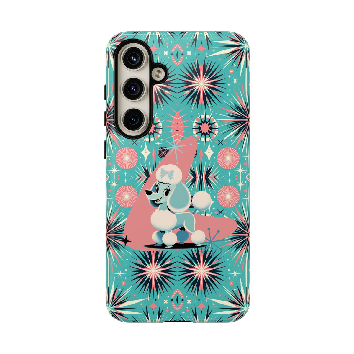 1950s Mid Century Modern Atomic Pink, Poodle Retro Smart Phone Tough Cases - Mid Century Modern Gal