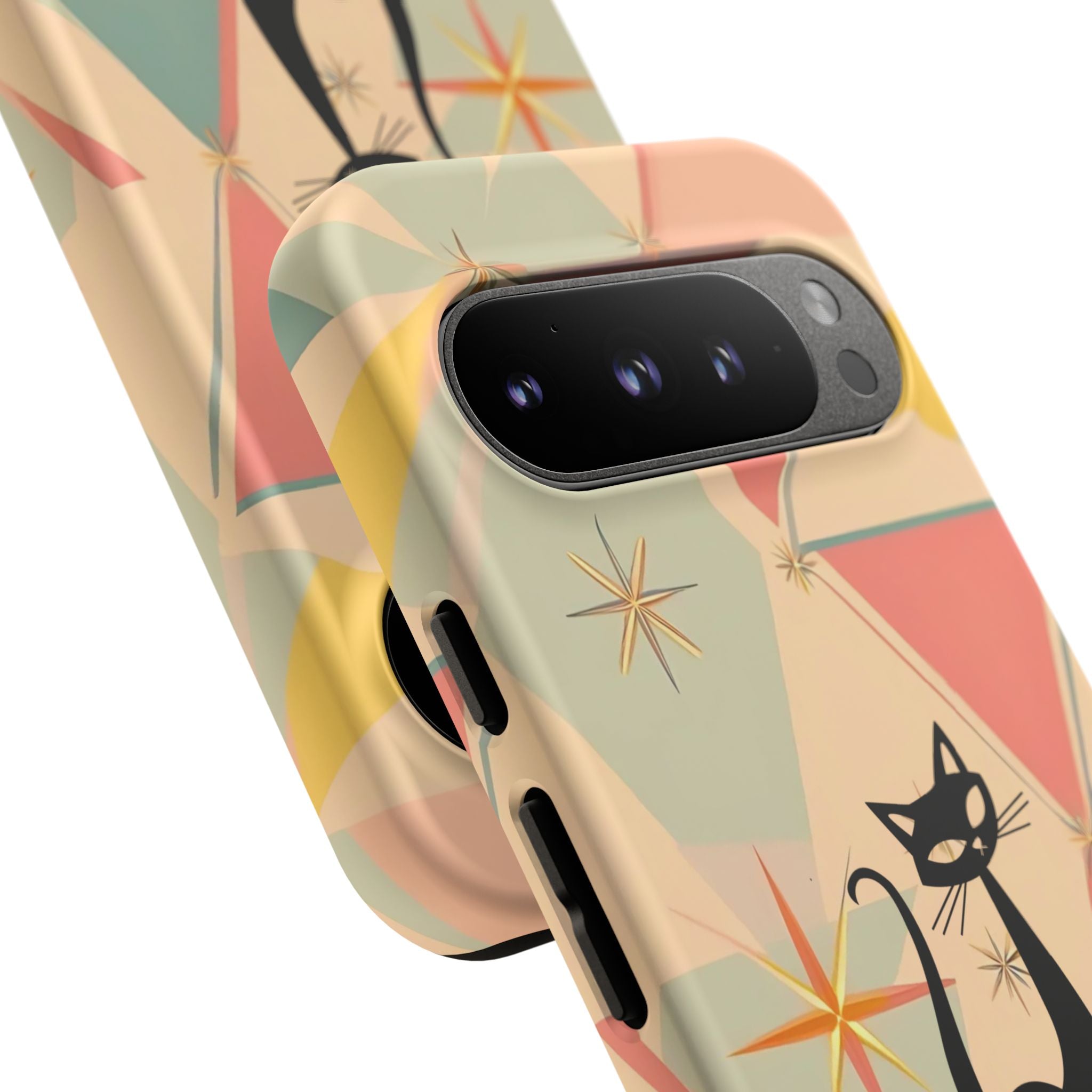 Atomic Cat Mid Mod Retro Cat Phone Case | Tough Cases with Vintage Vibe | Ideal for Cat Lovers