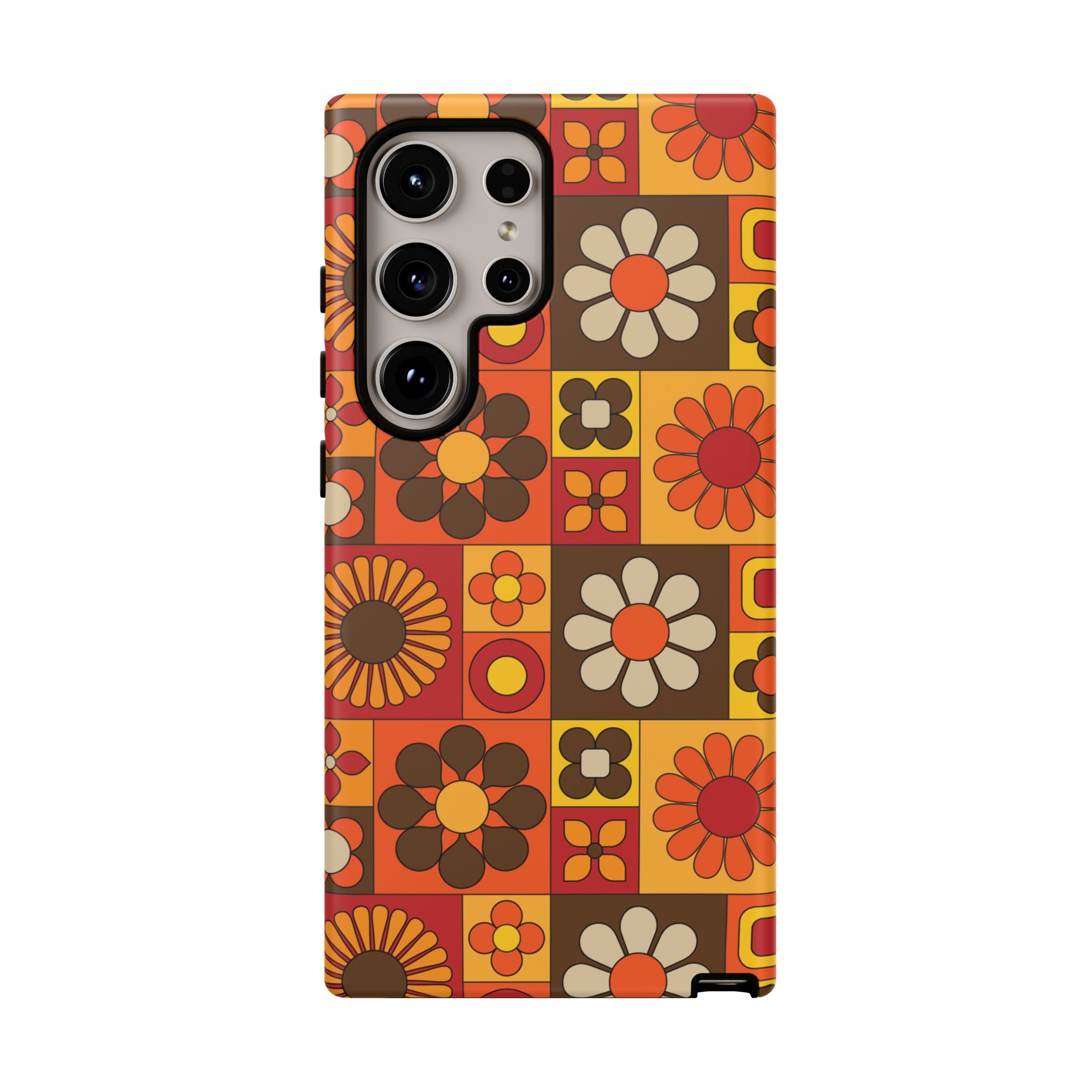 Retro 70s Mid Mod Floral Phone Case | Tough Cases for Flower Lovers - Mid Century Modern Gal