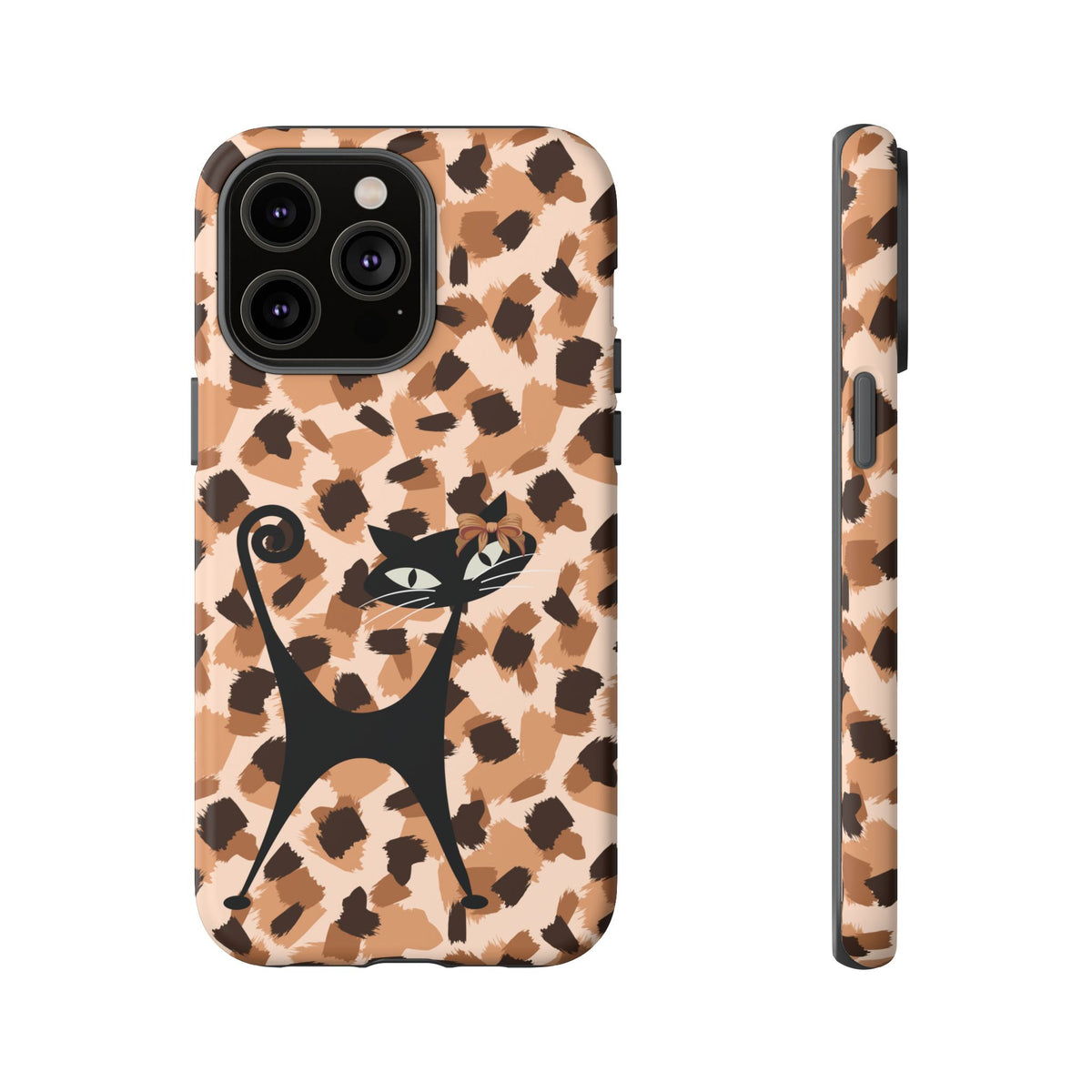 Mid Century Modern Atomic Cat, Animal Print Kitschy Trendy Smart Phone Tough Cases - Mid Century Modern Gal