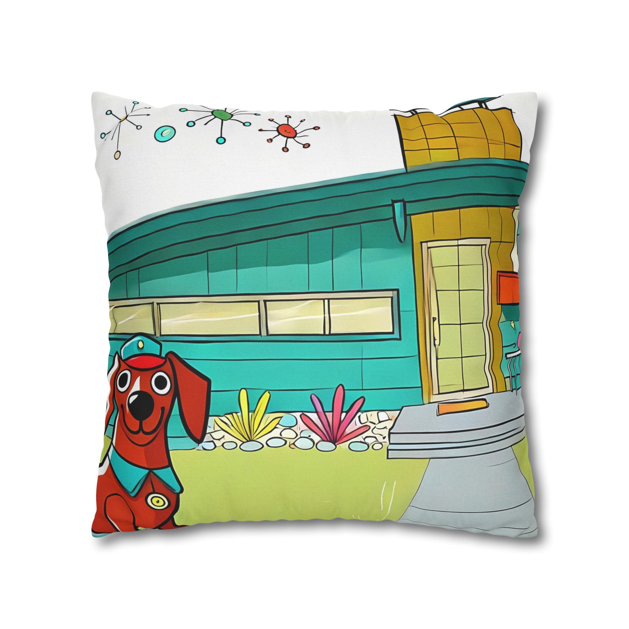 Chief Of Doxie Dwelling, Kitschy Mid Century Modern Pillow COVER Only - Mid Century Modern Gal