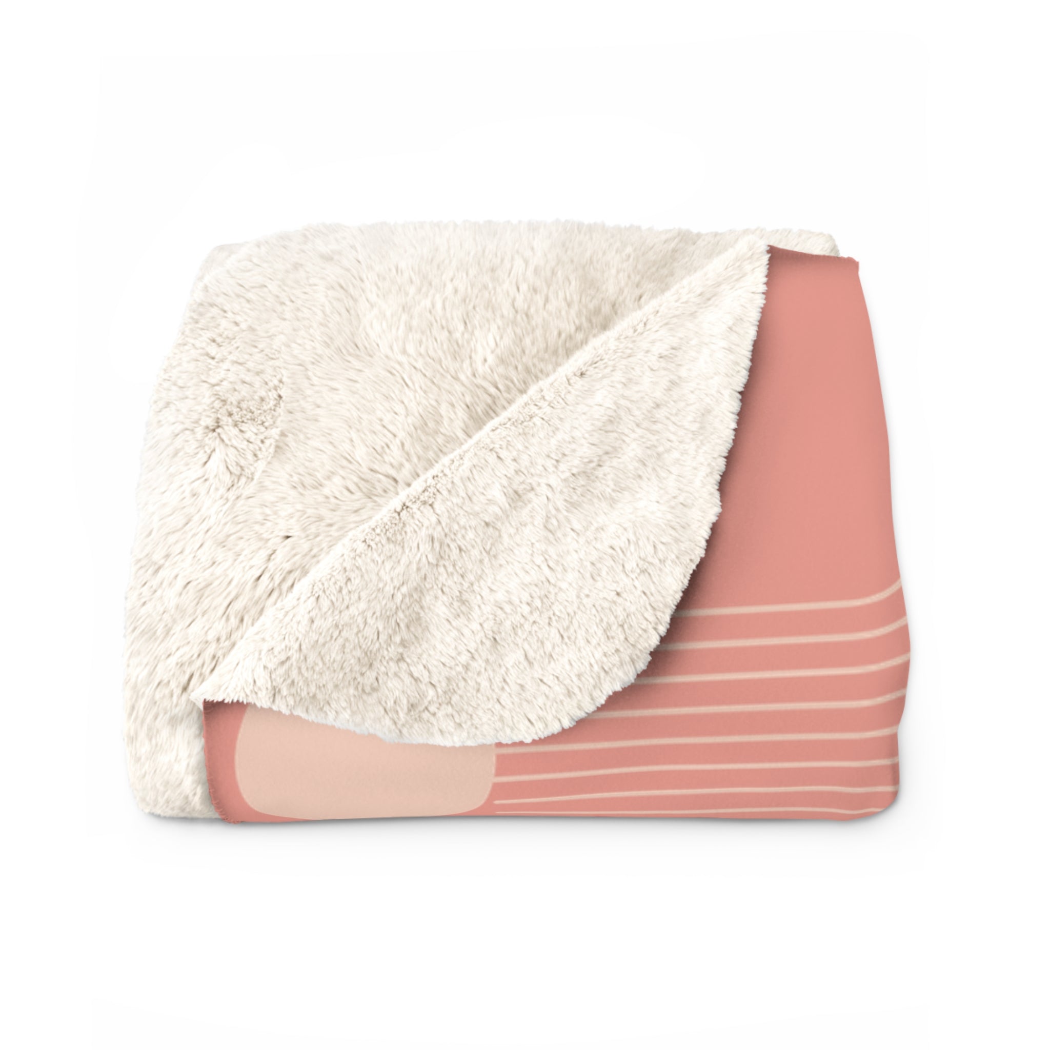 Doxie Dog Blanket, Weiner Dog Lover, Mid Century Modern Coral Pink, Whimsical Mid Century Mod Dachshund Dog Lover Sherpa Fleece Blanket - Mid Century Modern Gal