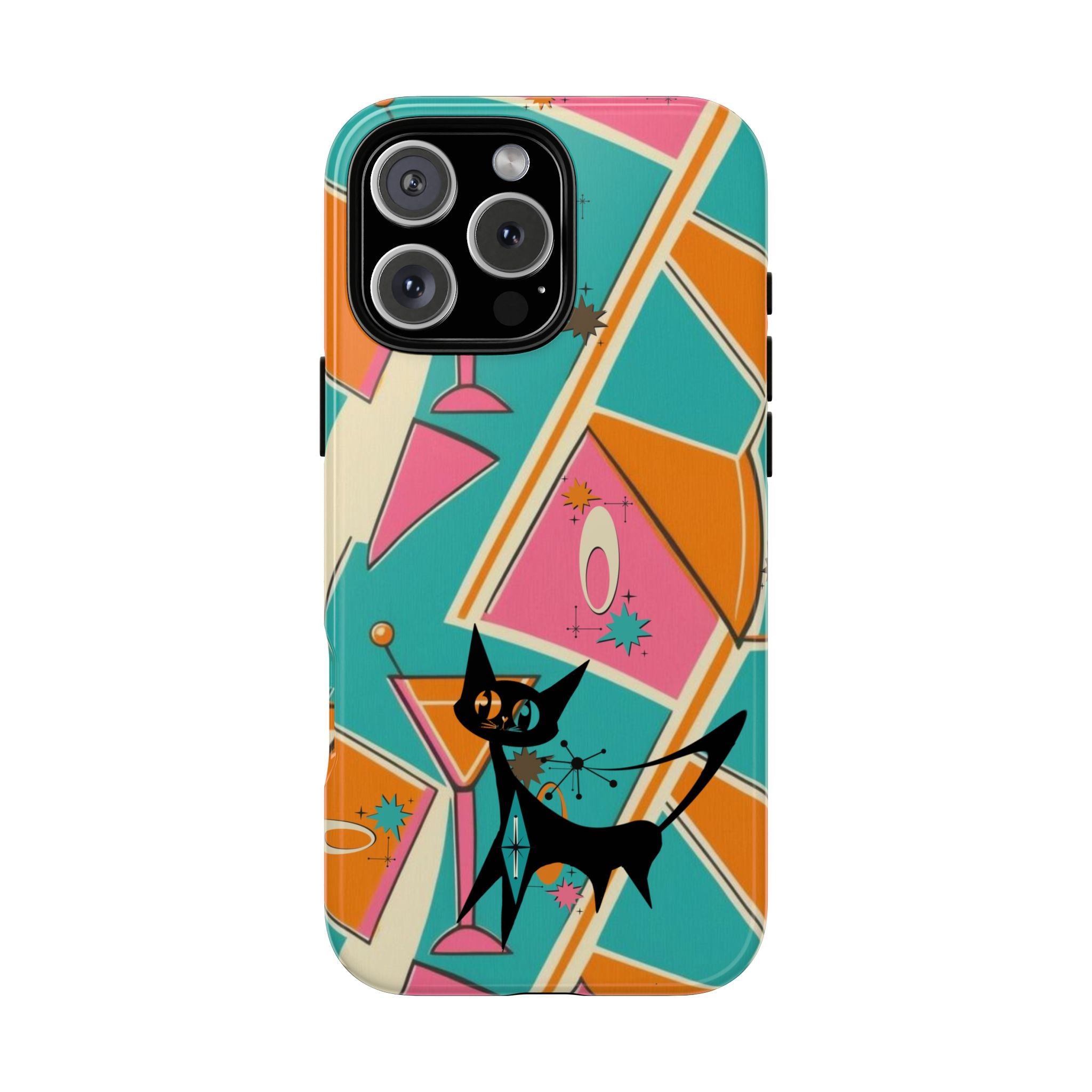 Atomic Cat Mid Mod Retro Cat Phone Case - Tough Cases for Stylish Cat Lovers