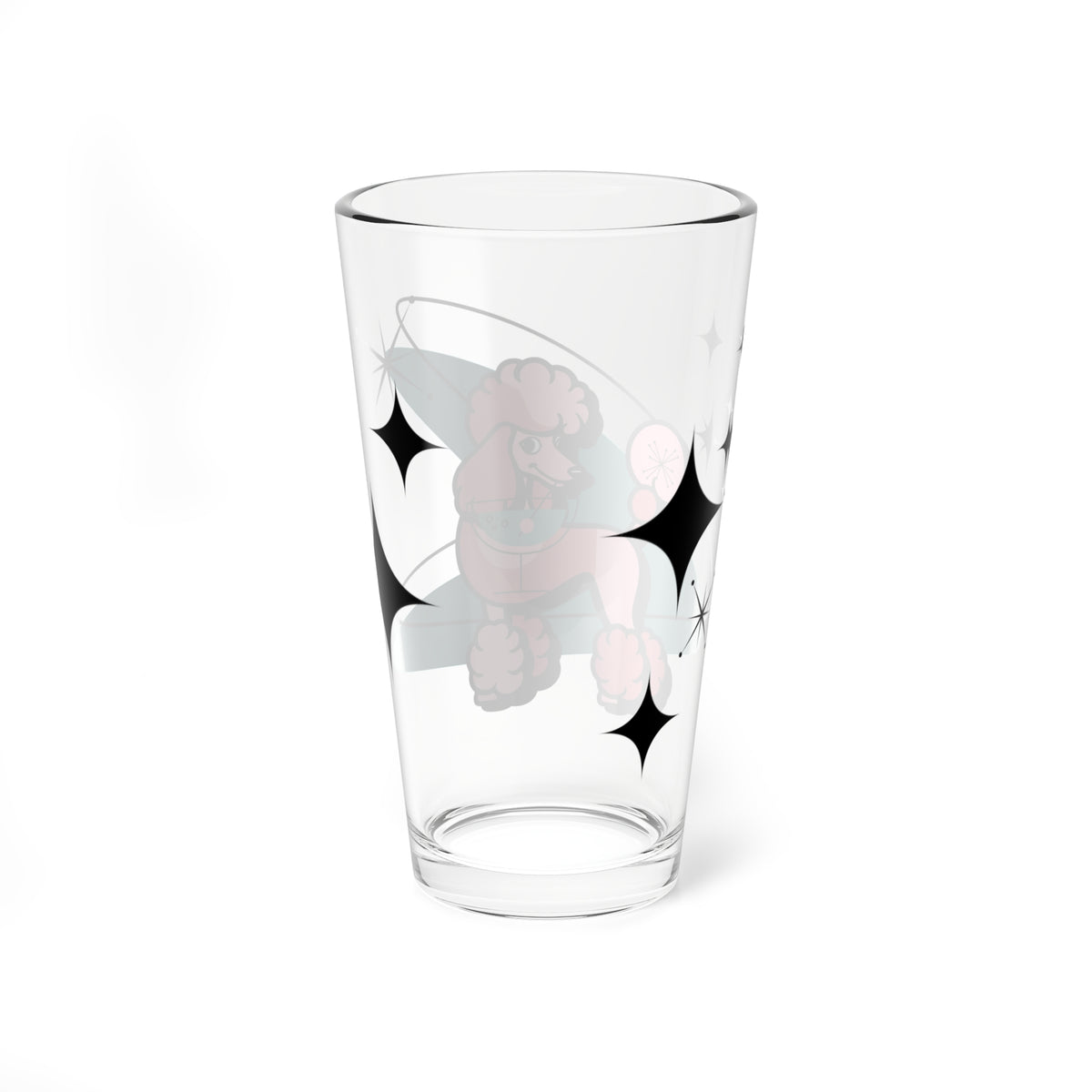 Mid Century Modern Barware Retro Poodle Mixing Glass - 16oz Cocktail Drinkware - Mid Century Modern Gal