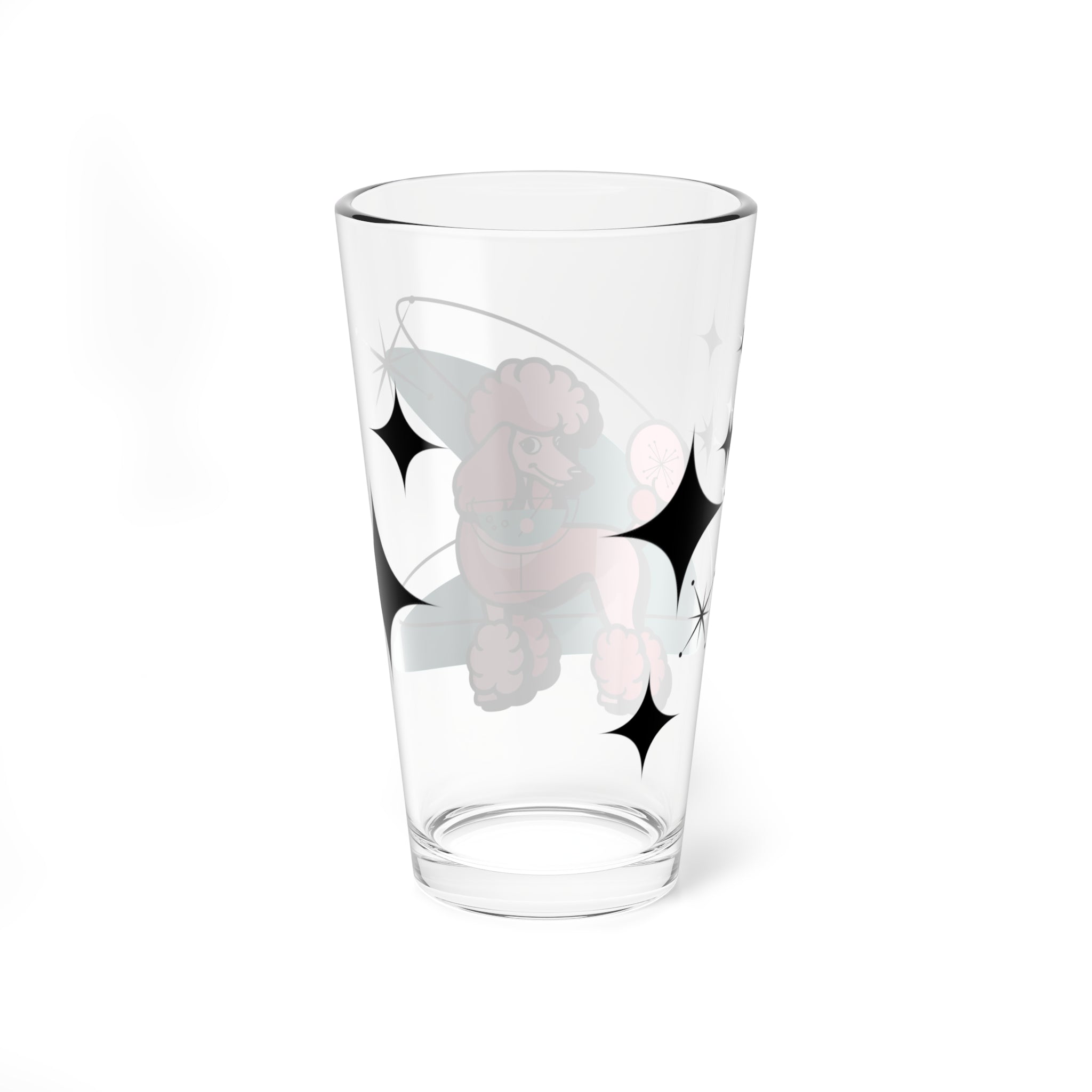 Mid Century Modern Barware Retro Poodle Mixing Glass - 16oz Cocktail Drinkware - Mid Century Modern Gal