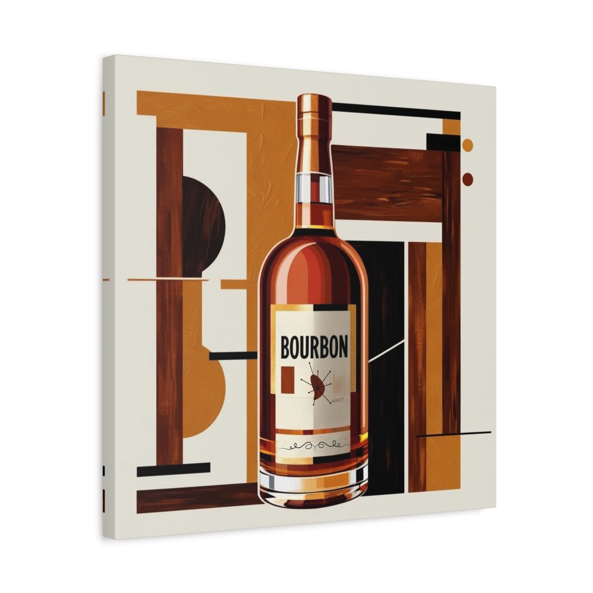 Abstract Bourbon Mid Mod Bauhaus Bourbon Lover Wall Art Canvas - Mid Century Modern Gal
