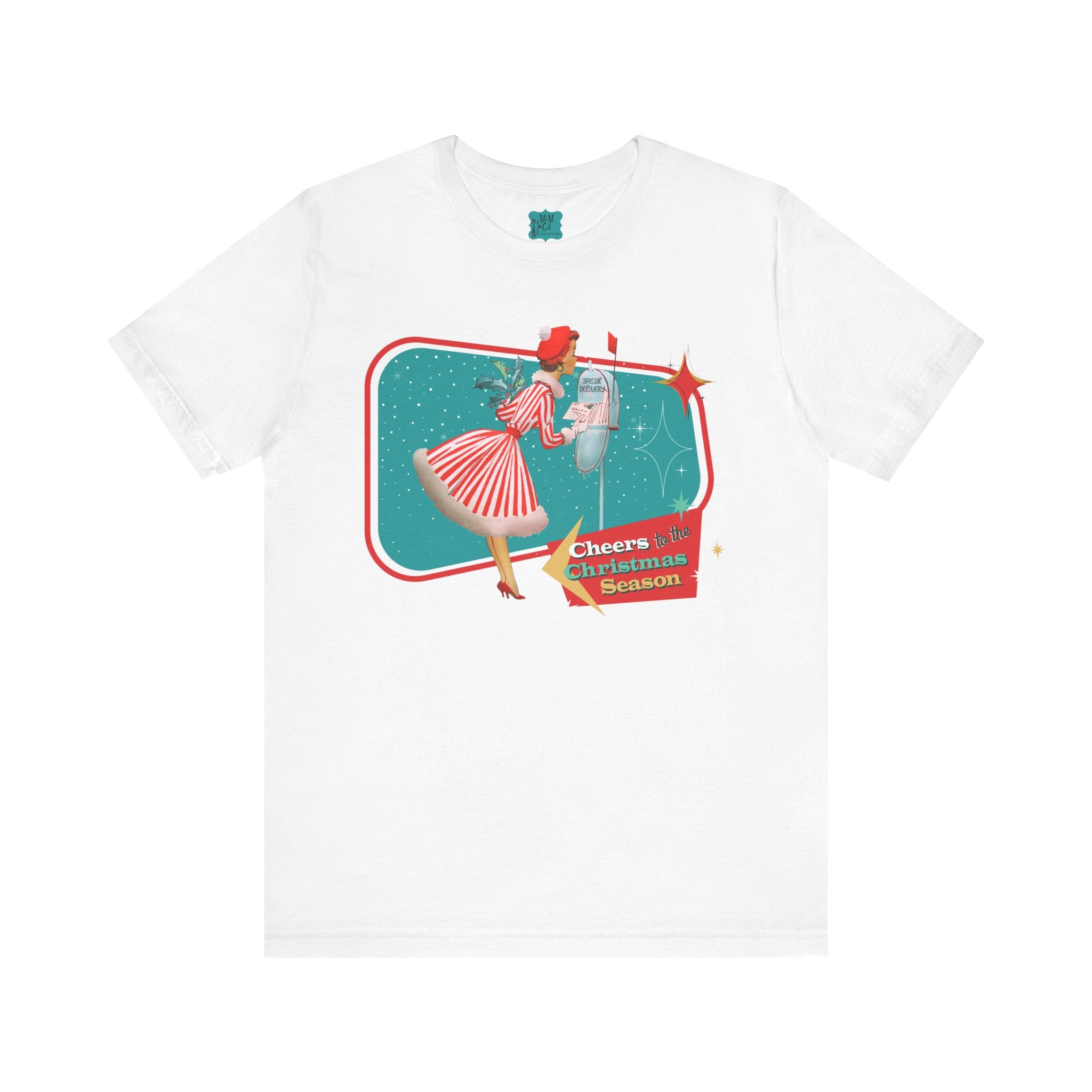 A Merry And Bright Holiday Kitsch Christmas Season Retro Christmas Cheers Unisex Jersey Tee - Mid Century Modern Gal