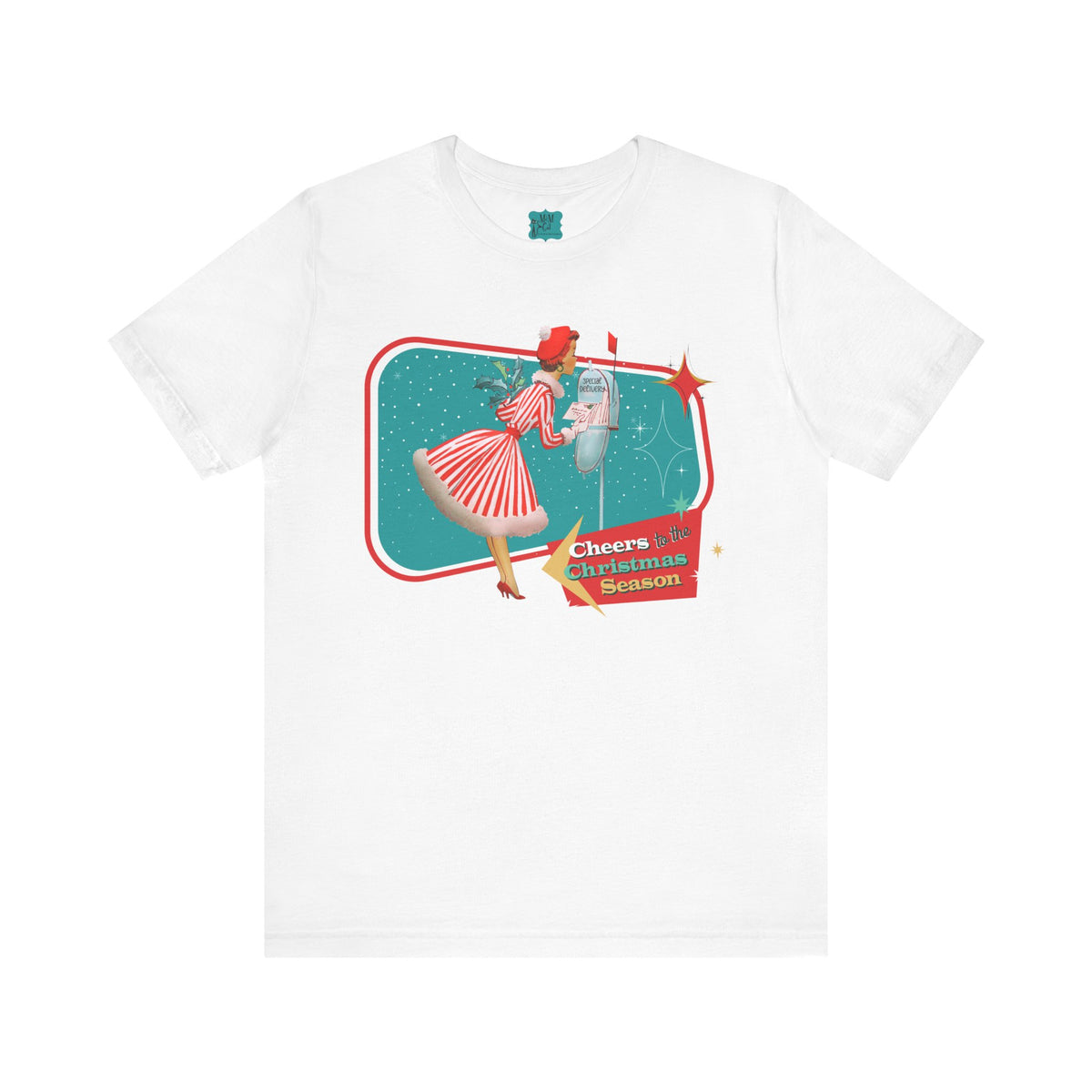 A Merry And Bright Holiday Kitsch Christmas Season Retro Christmas Cheers Unisex Jersey Tee - Mid Century Modern Gal