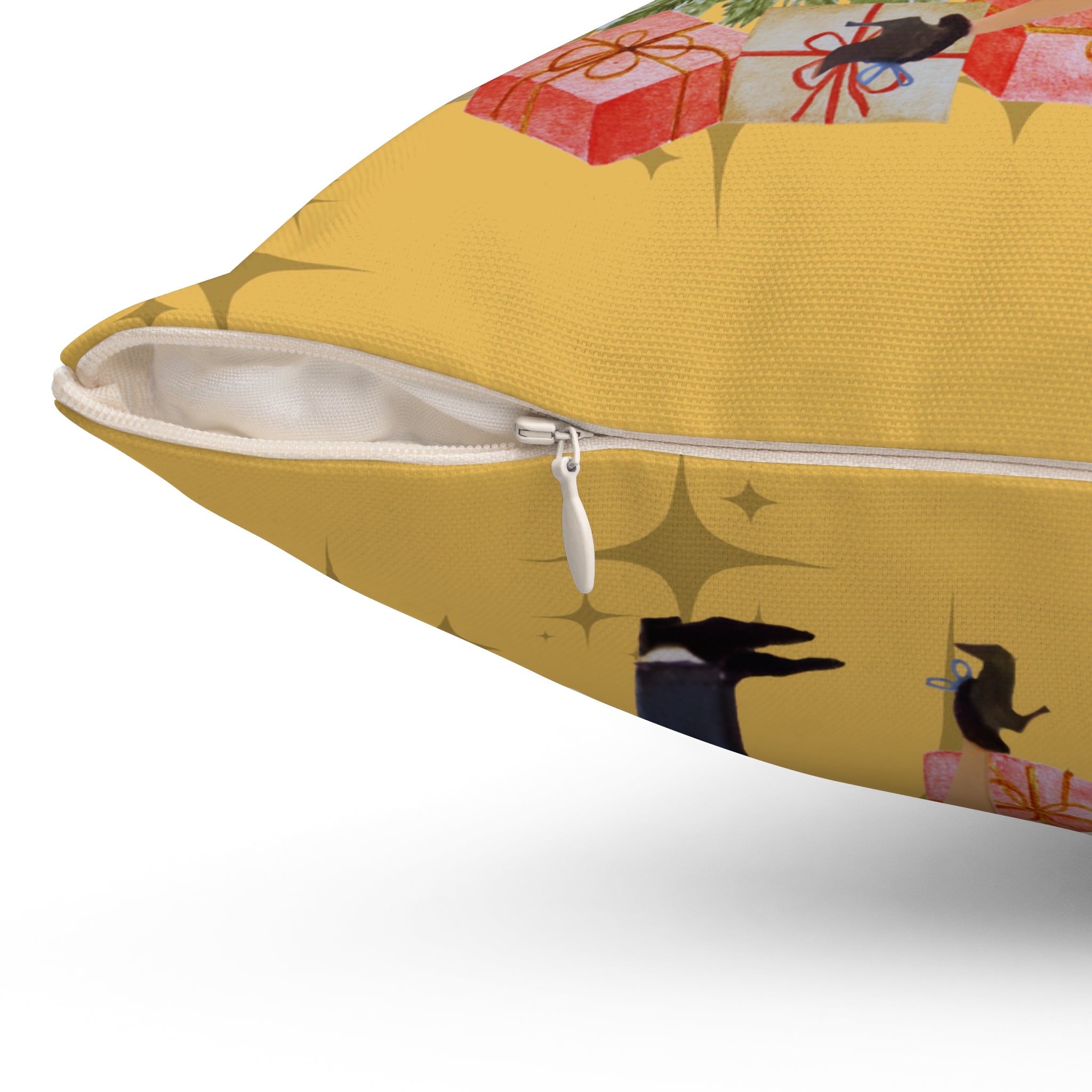 Retro Holiday Kitsch, Merry Christmas Decorative Pillow - Retro Holiday Throw Cushion - Mid Century Modern Gal